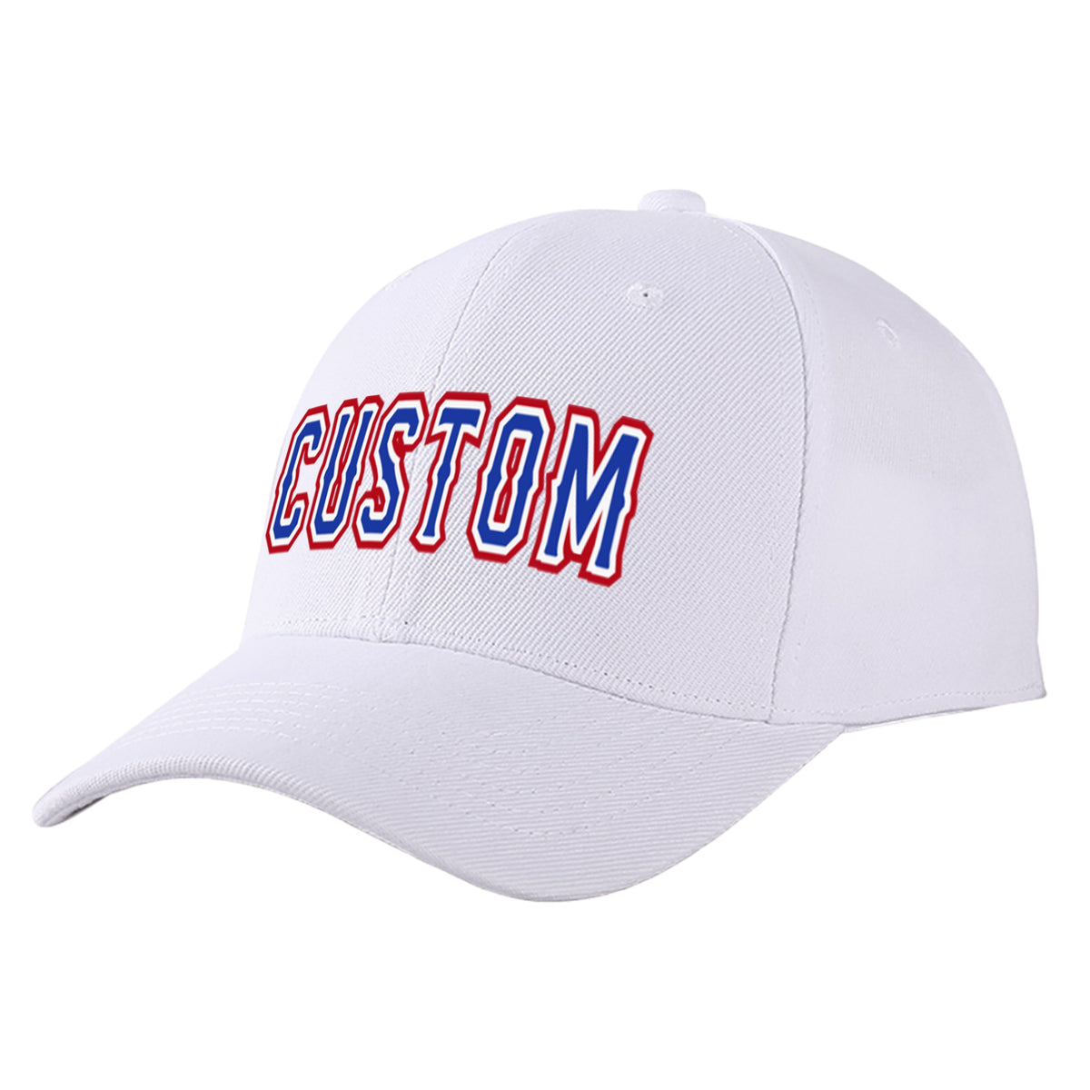 Custom White Royal Blue Baseball Cap Curved Eaves Hats Vintage Design for Men/Women/Youth