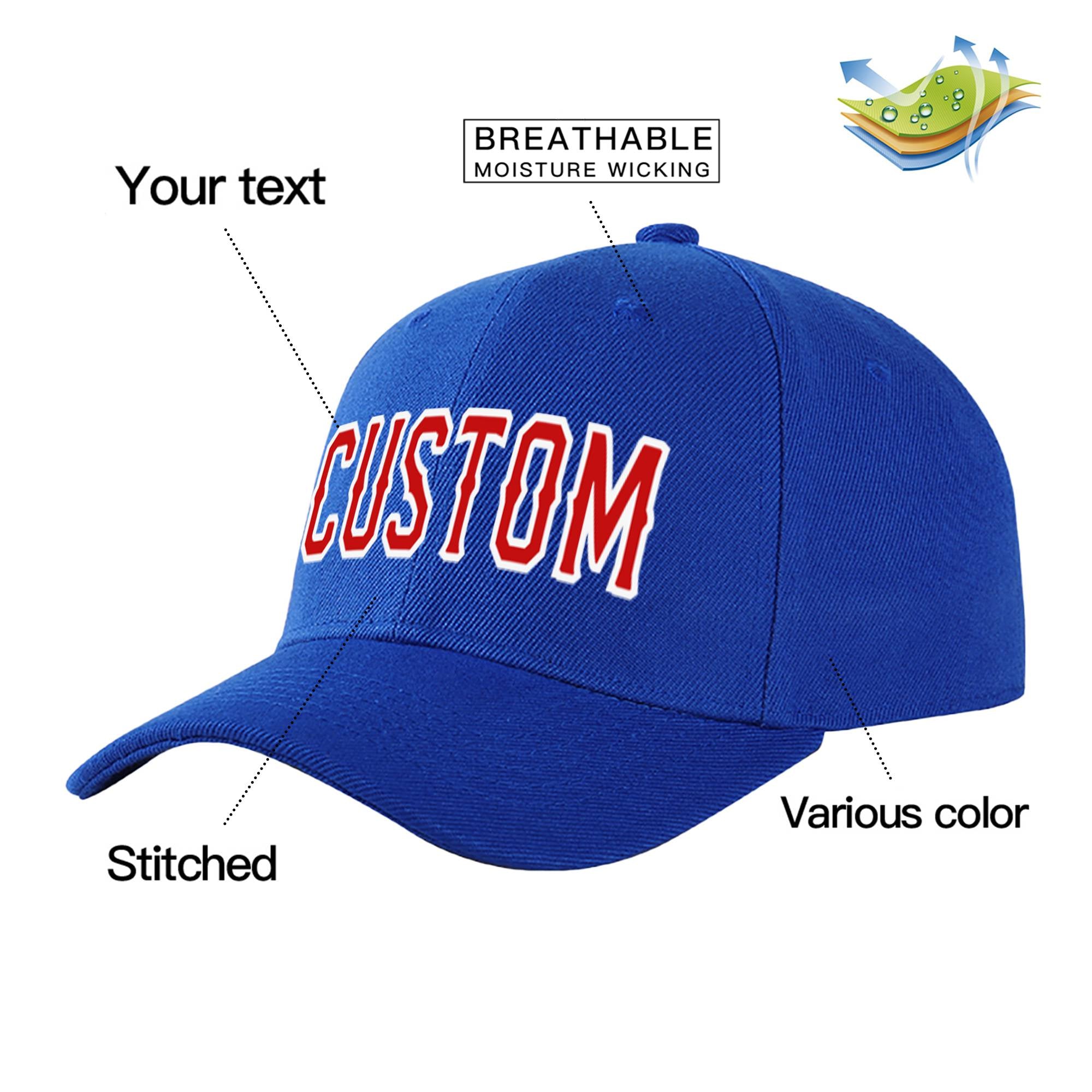 Custom Royal Blue Red Baseball Cap Curved Eaves Hats Vintage Design for Men/Women/Youth