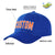 Custom Royal Blue Orange Baseball Cap Curved Eaves Hats Vintage Design for Men/Women/Youth