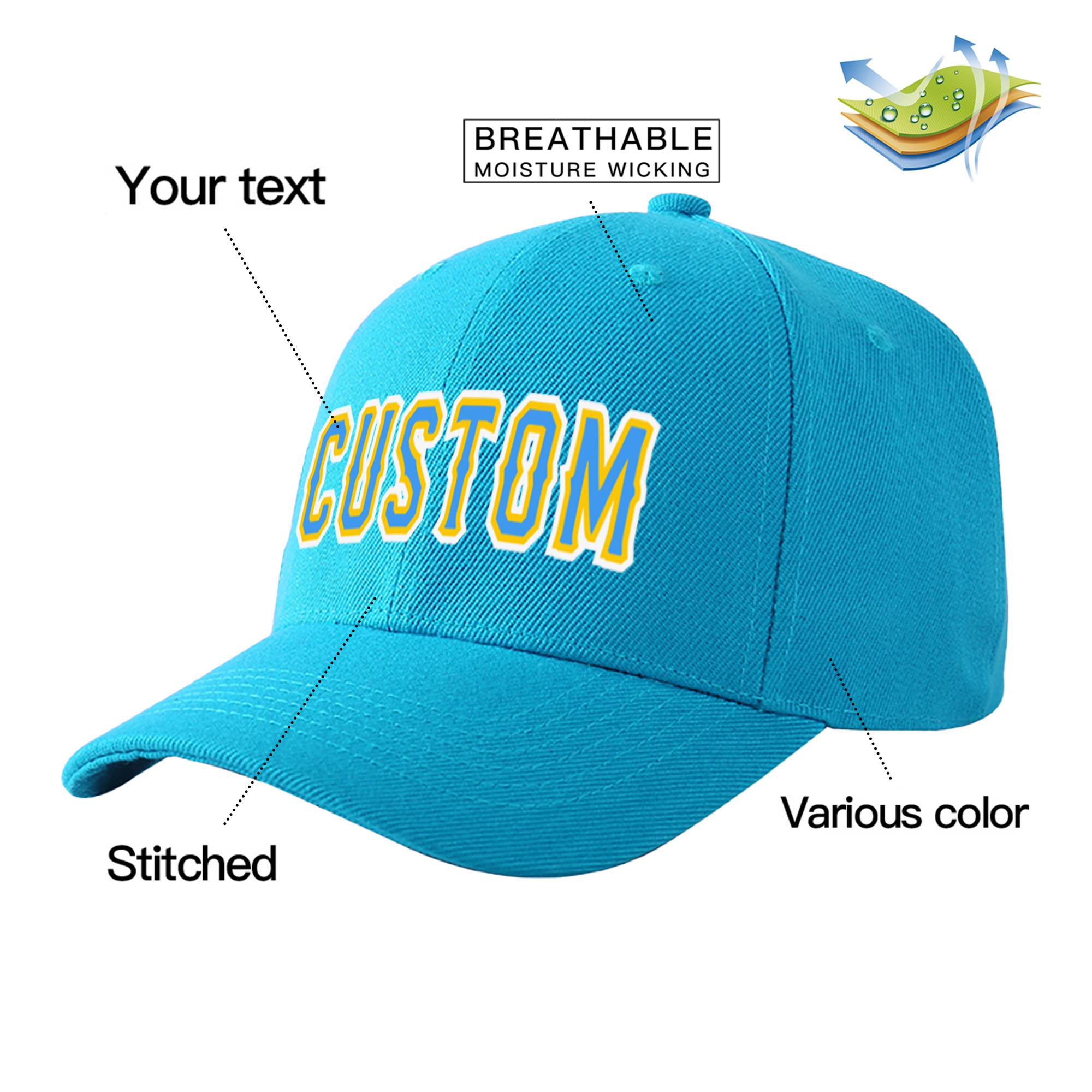 Custom Royal Powder Blue Baseball Cap Curved Eaves Hats Vintage Design for Men/Women/Youth