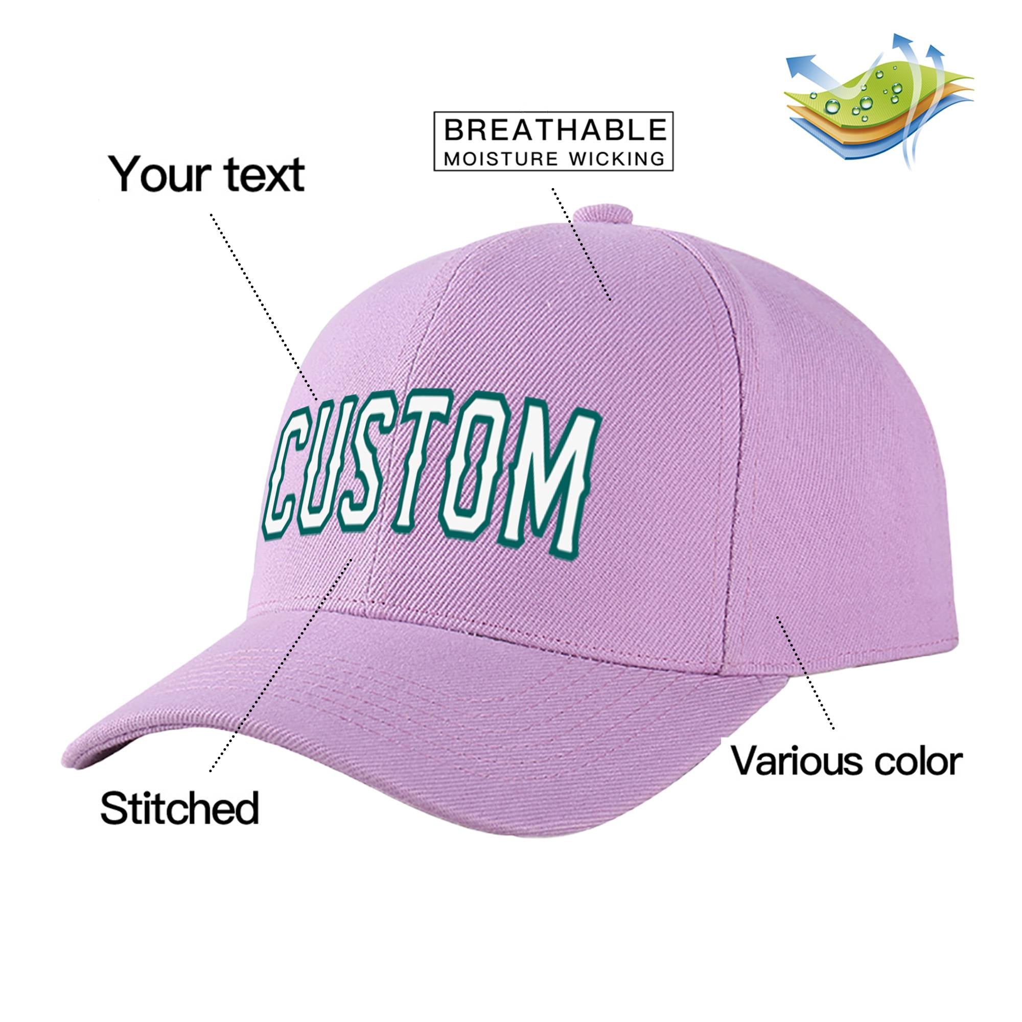 Custom Light Purple White Baseball Cap Curved Eaves Hats Vintage Design for Men/Women/Youth