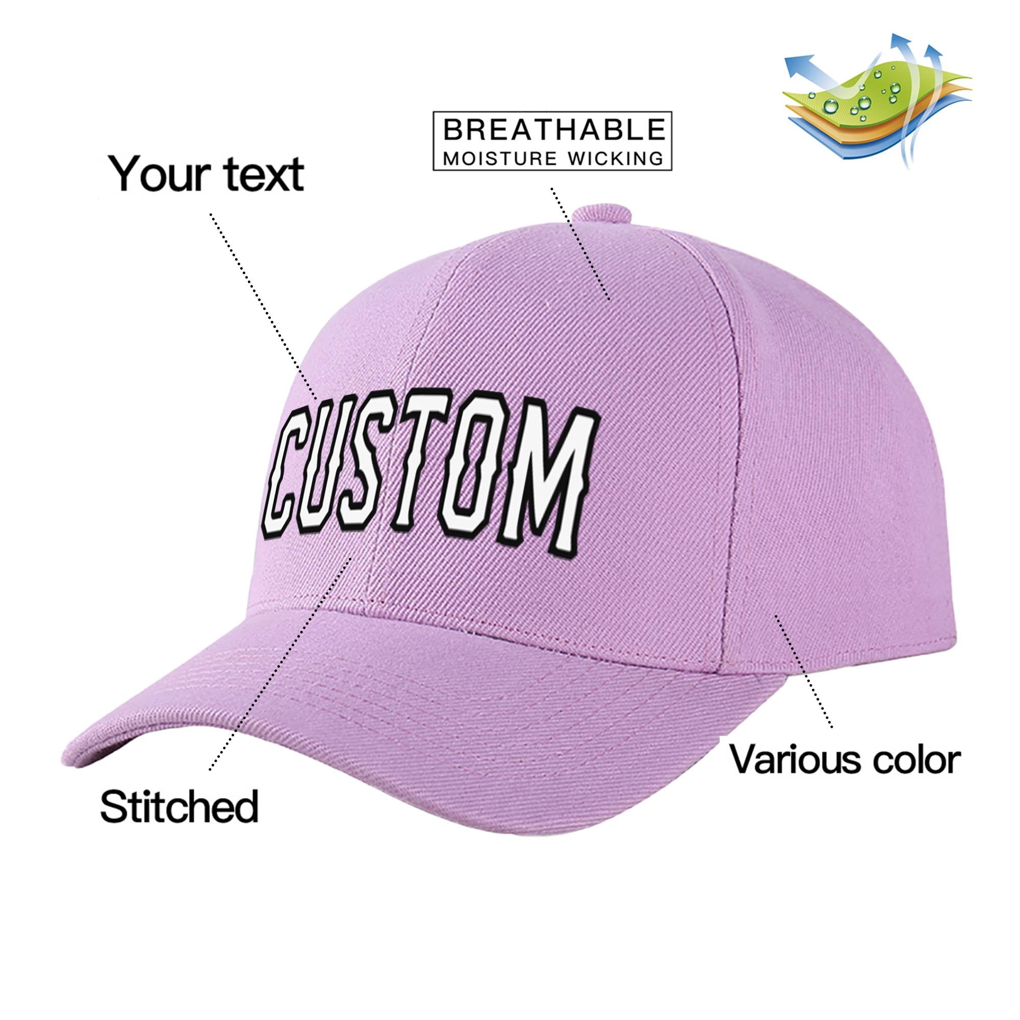 Custom Light Purple White Baseball Cap Curved Eaves Hats Vintage Design for Men/Women/Youth