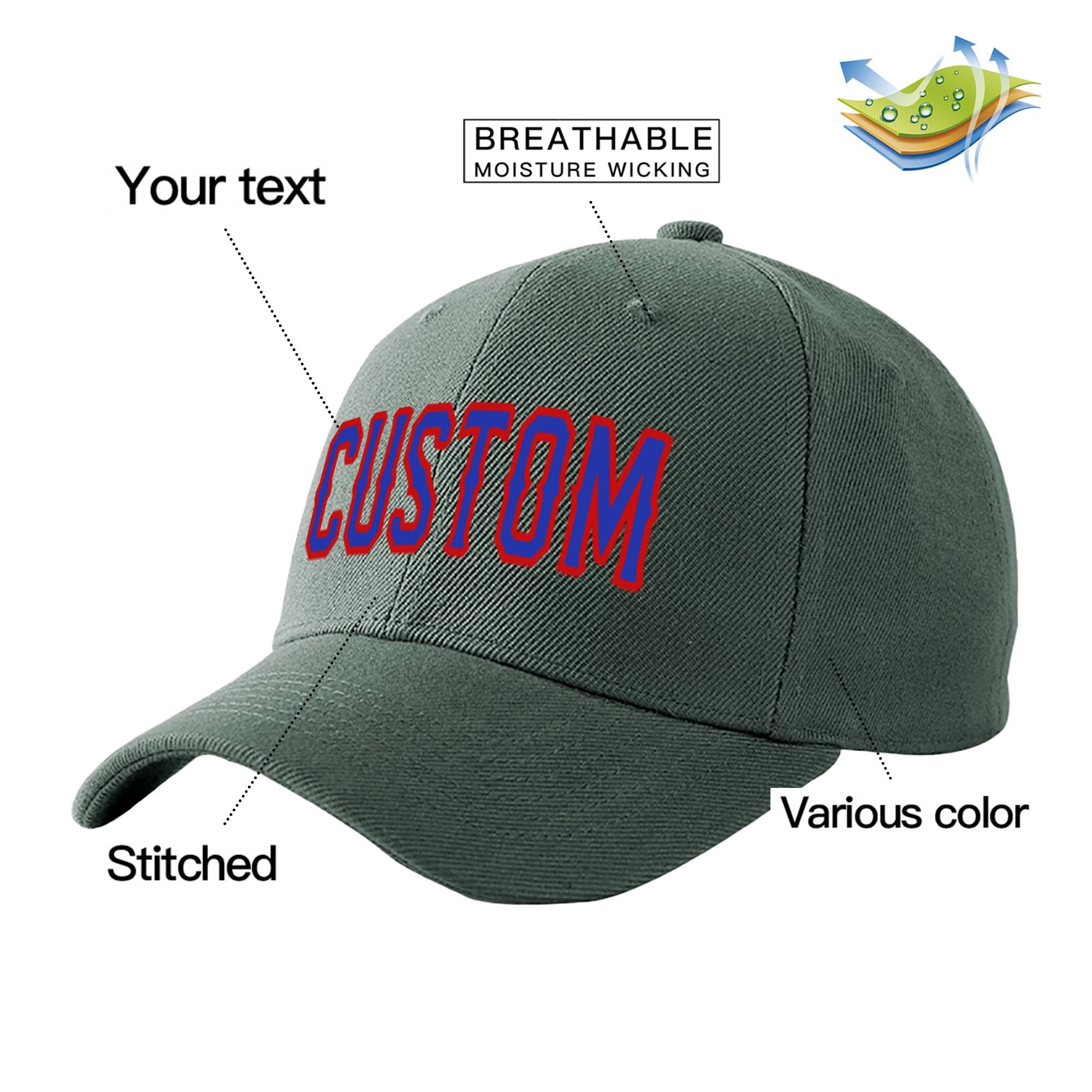 Custom Dark Gray Royal Blue Baseball Cap Curved Eaves Hats Vintage Design for Men/Women/Youth