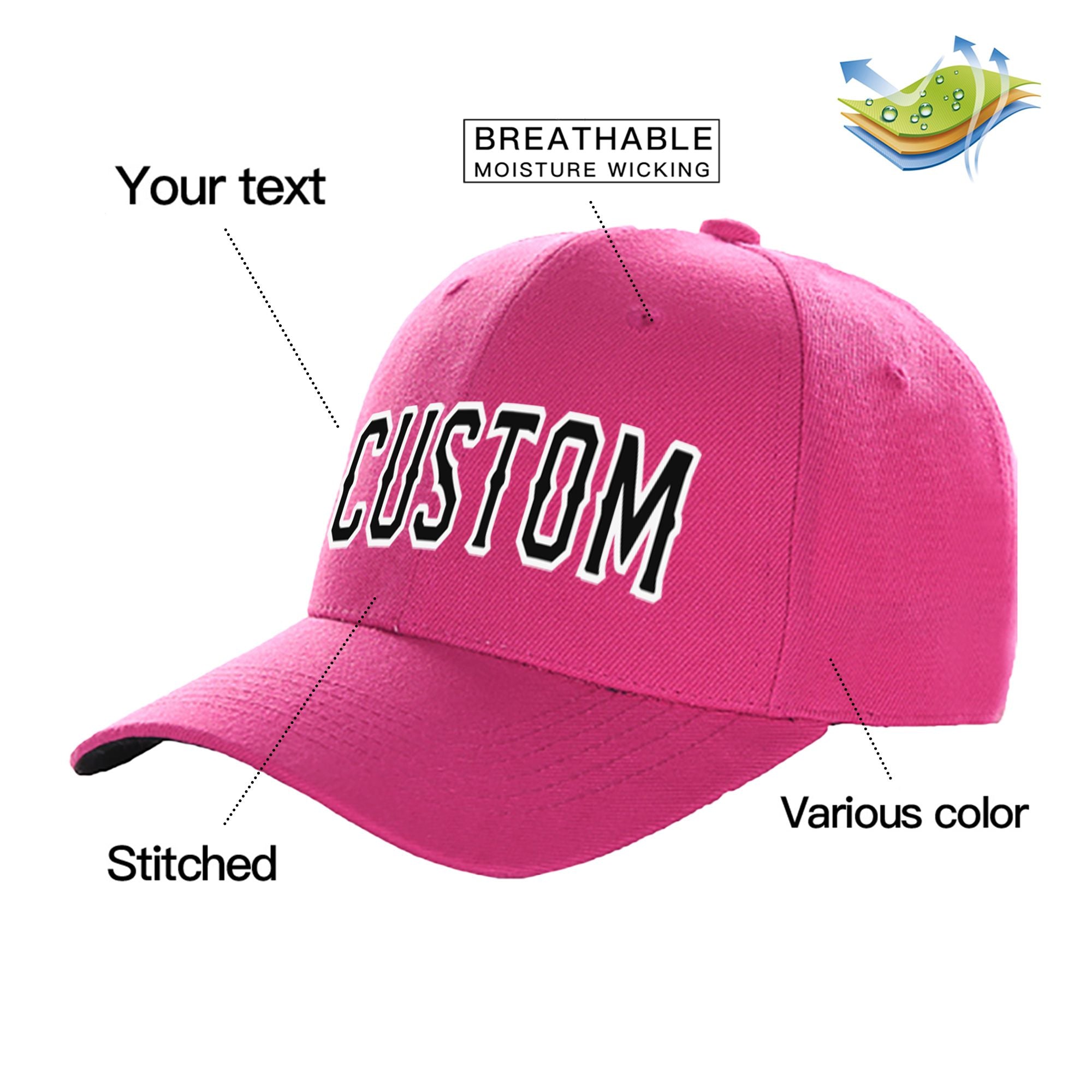 Custom Rose Black Baseball Cap Curved Eaves Hats Vintage Design for Men/Women/Youth