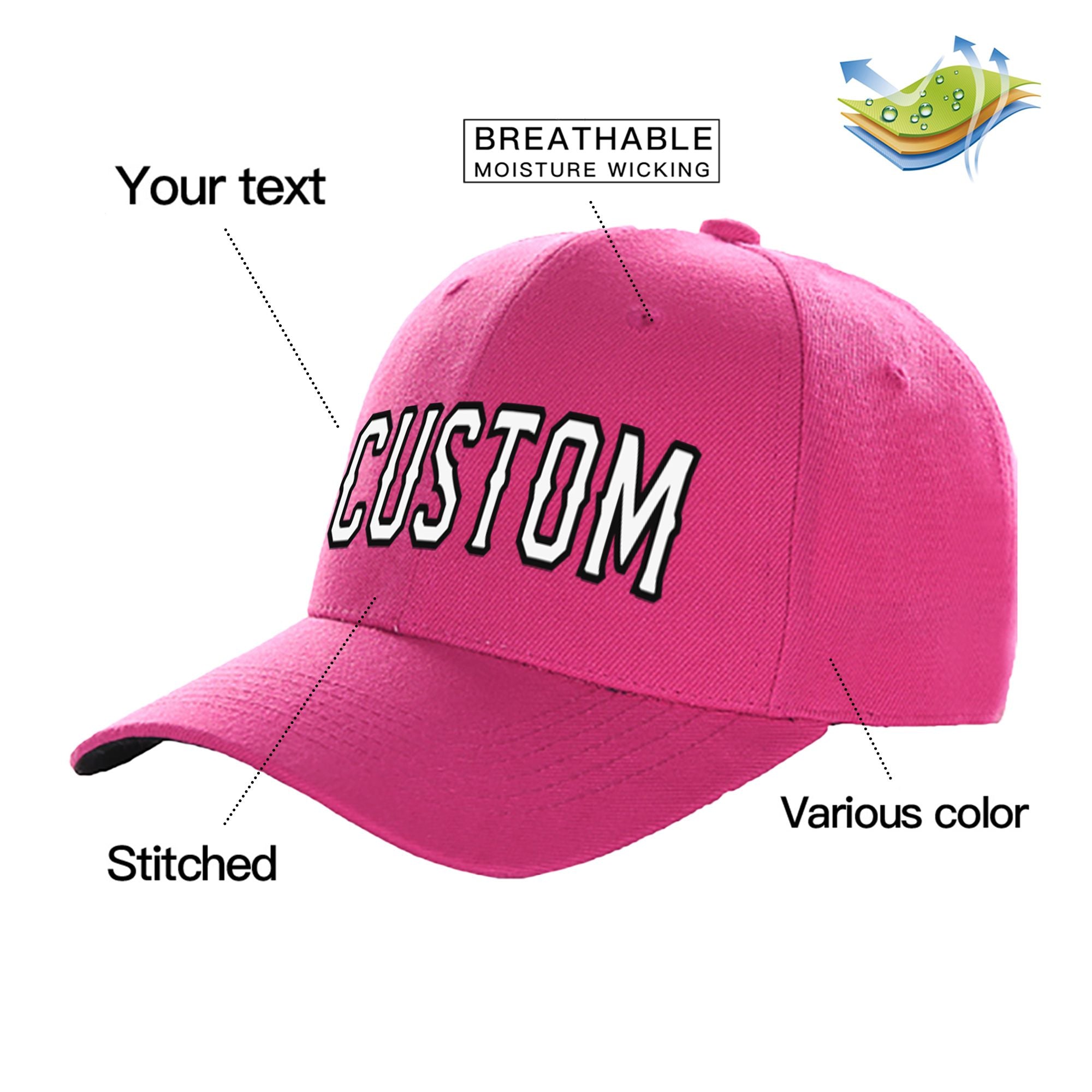 Custom Rose White Baseball Cap Curved Eaves Hats Vintage Design for Men/Women/Youth