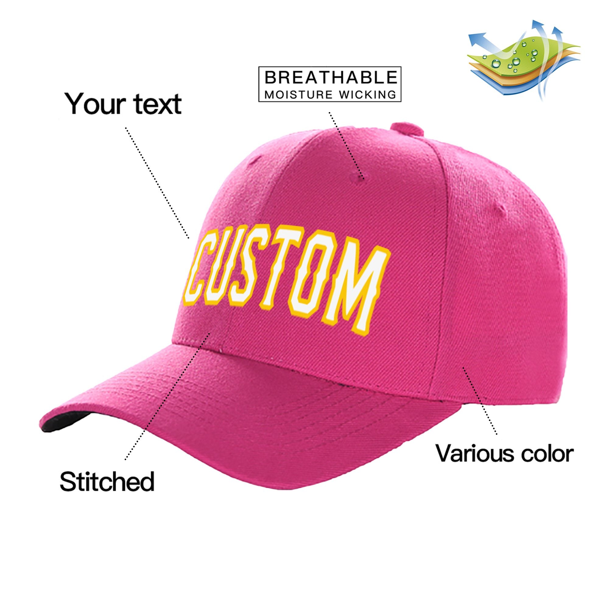 Custom Rose White Baseball Cap Curved Eaves Hats Vintage Design for Men/Women/Youth