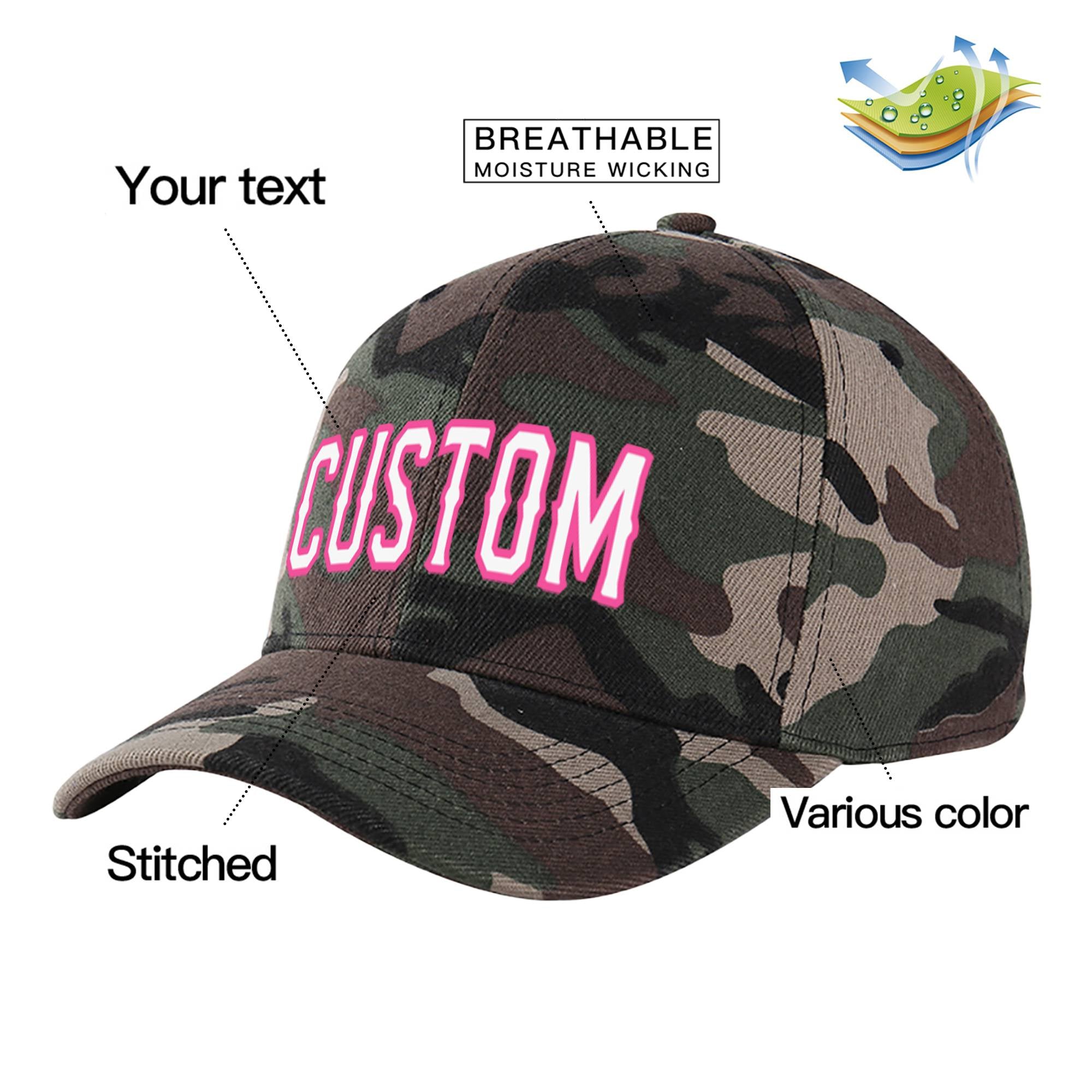 Custom Camo White Baseball Cap Curved Eaves Hats Vintage Design for Men/Women/Youth