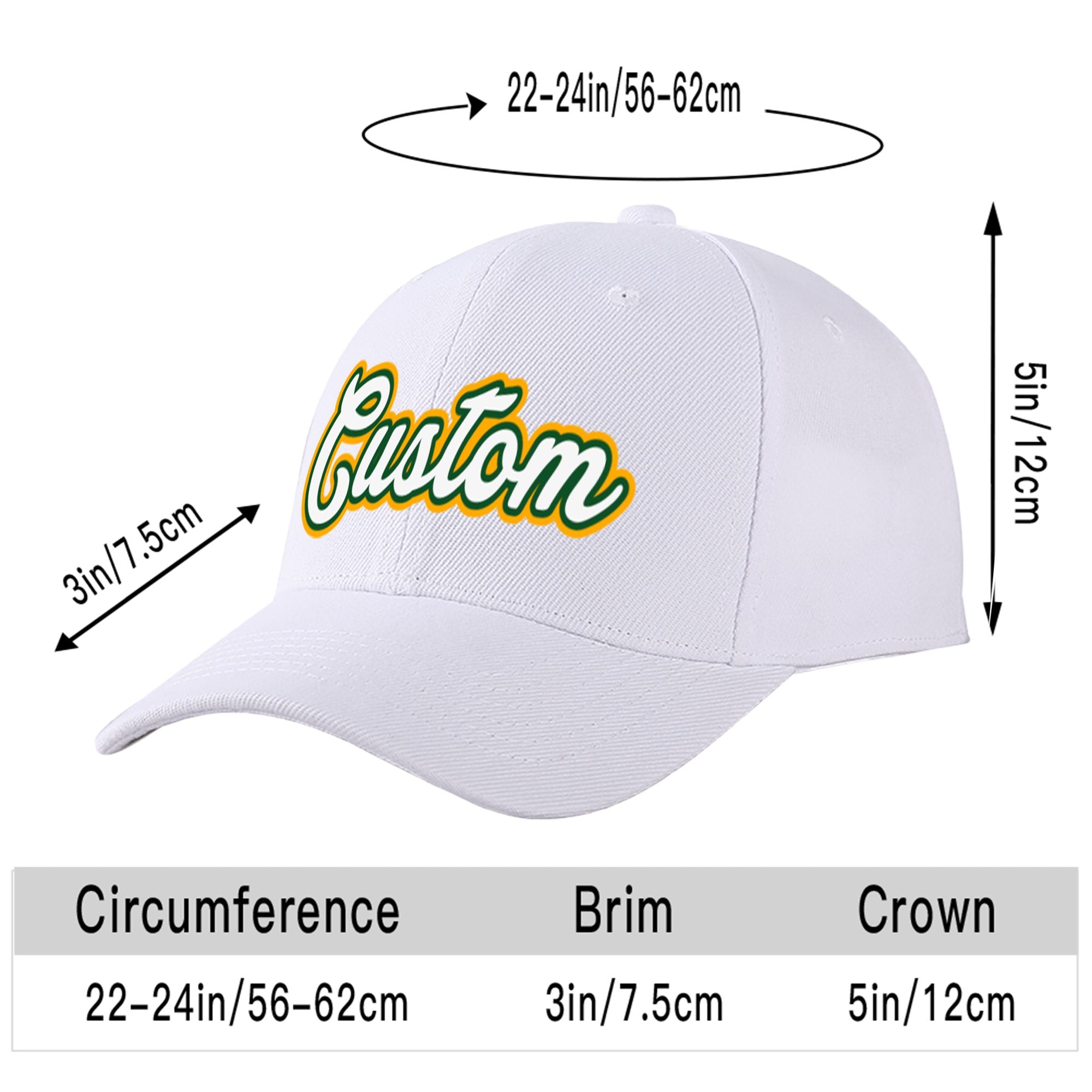 Custom White Baseball Cap Curved Eaves Hats Vintage Design for Men/Women/Youth