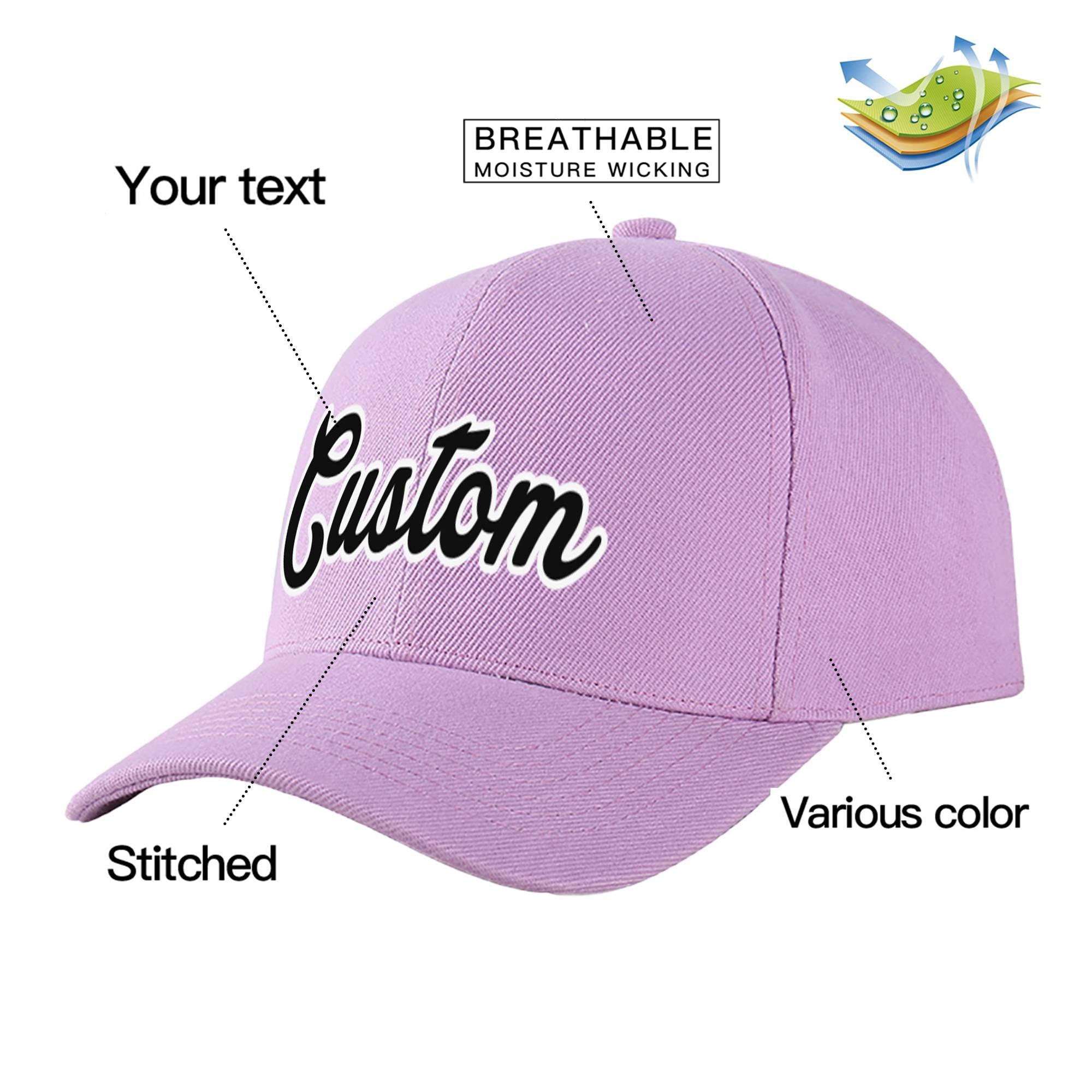 Custom Light Purple Black Baseball Cap Curved Eaves Hats Vintage Design for Men/Women/Youth