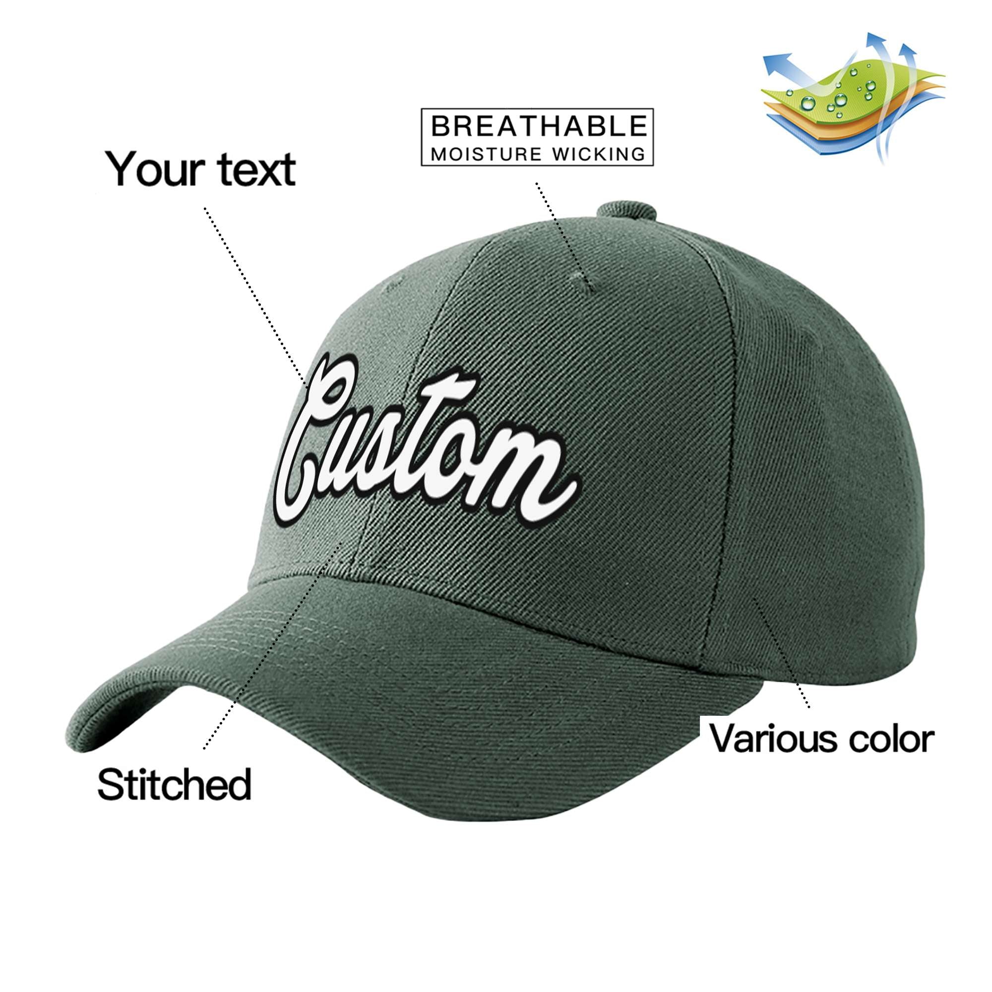 Custom Dark Gray White Baseball Cap Curved Eaves Hats Vintage Design for Men/Women/Youth