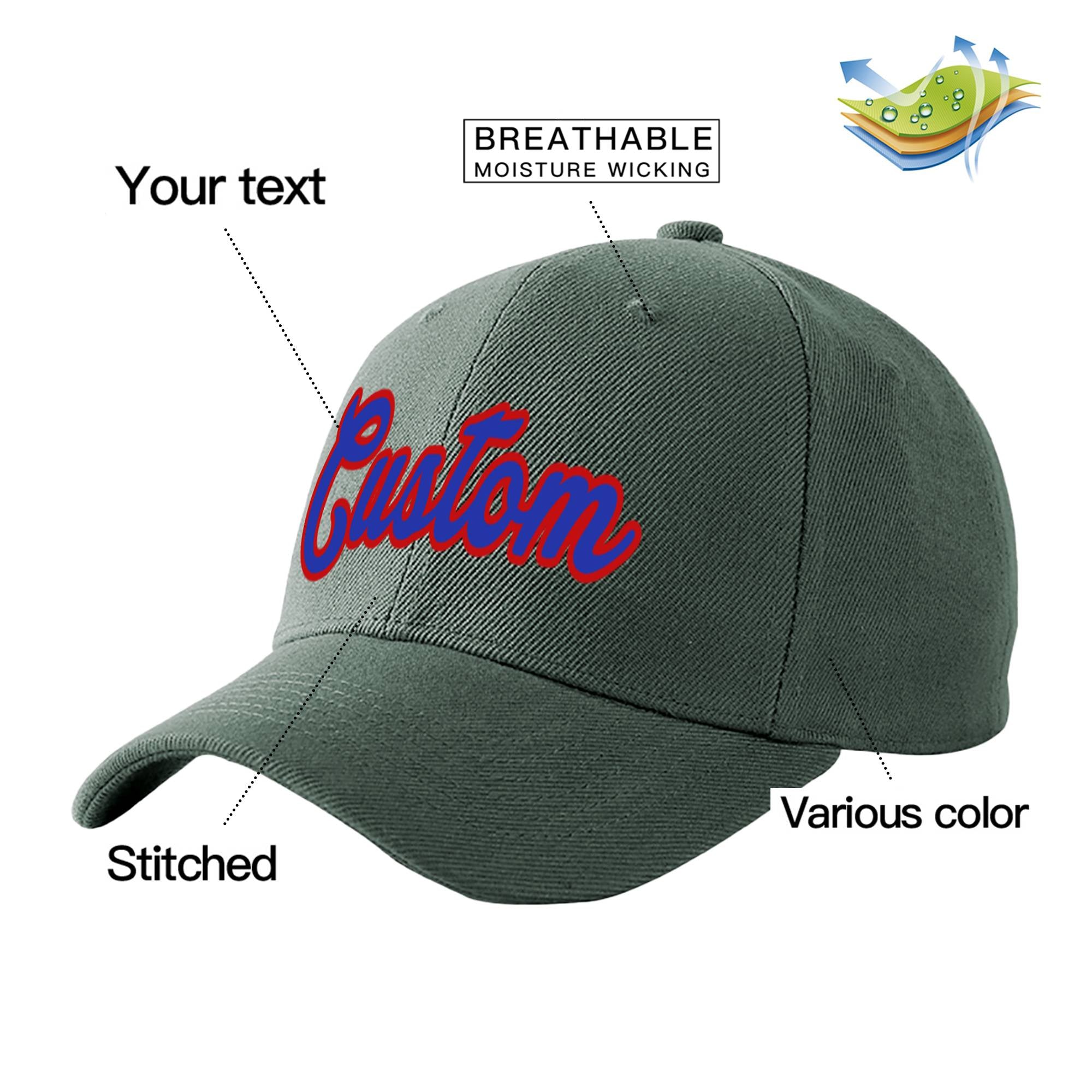 Custom Dark Gray Royal Blue Baseball Cap Curved Eaves Hats Vintage Design for Men/Women/Youth