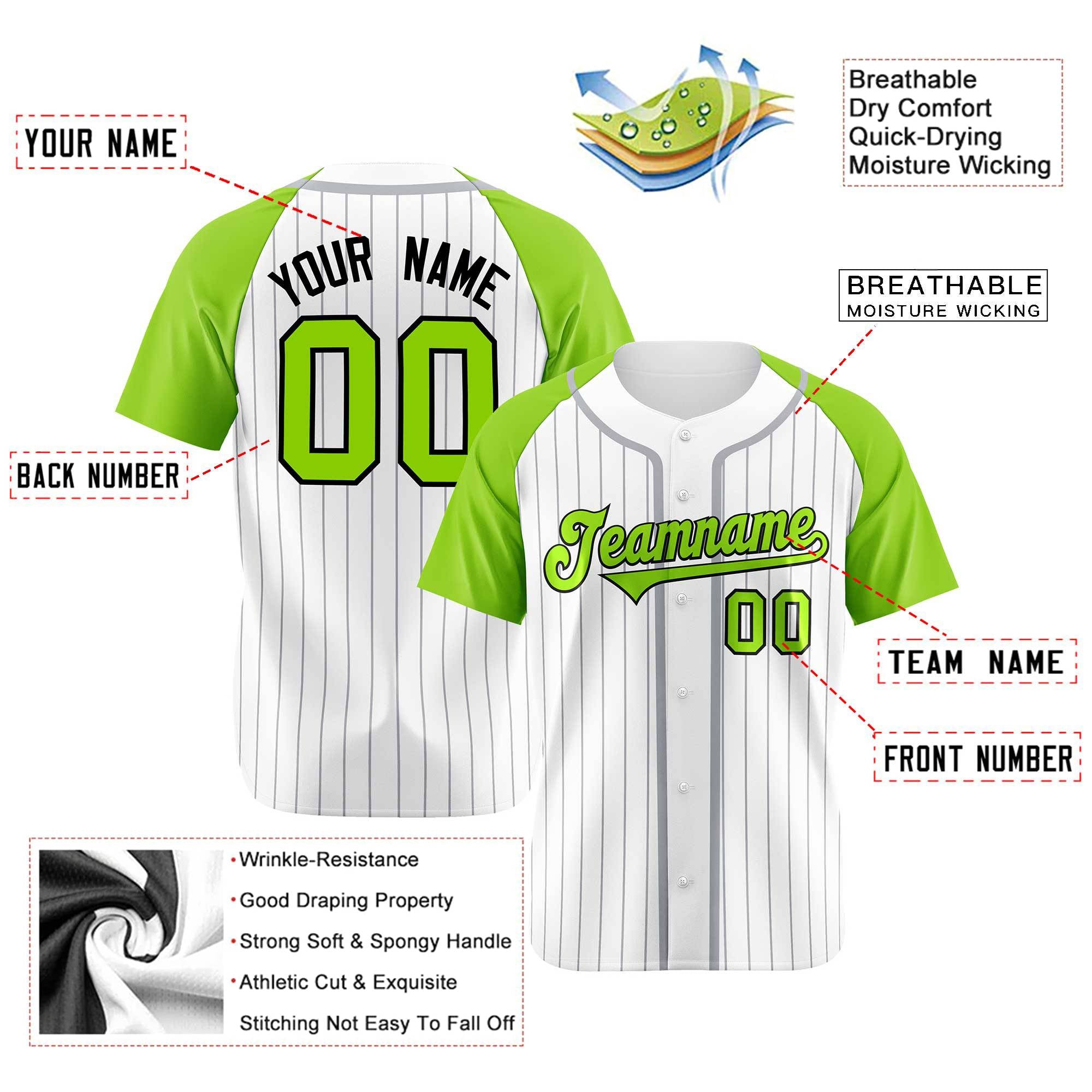 Custom White Aqua Pinstripe Black-White Authentic Raglan Sleeves Baseball Jersey