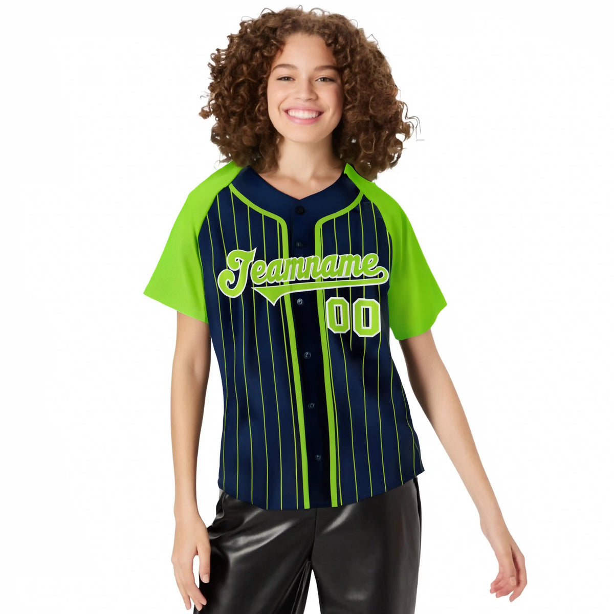 Custom Navy Aqua Pinstripe Aqua-White Authentic Raglan Sleeves Baseball Jersey