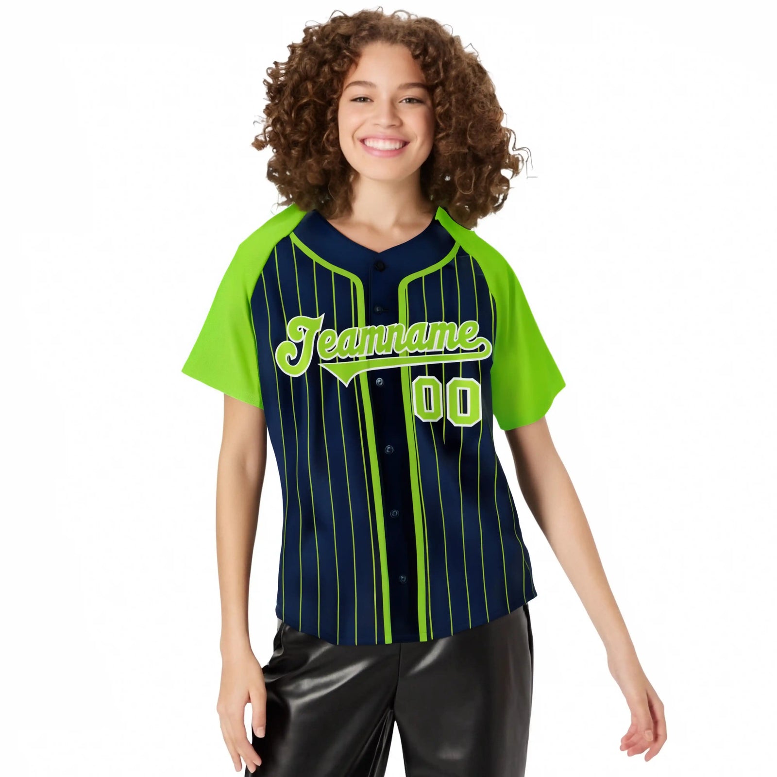 Custom Navy Aqua Pinstripe Aqua-White Authentic Raglan Sleeves Baseball Jersey