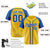 Custom Yellow Blue Pinstripe Blue-White Authentic Raglan Sleeves Baseball Jersey