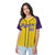 Custom Yellow Purple Pinstripe Purple-White Authentic Raglan Sleeves Baseball Jersey