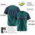 Custom Green Navy Pinstripe Navy-White Authentic Raglan Sleeves Baseball Jersey