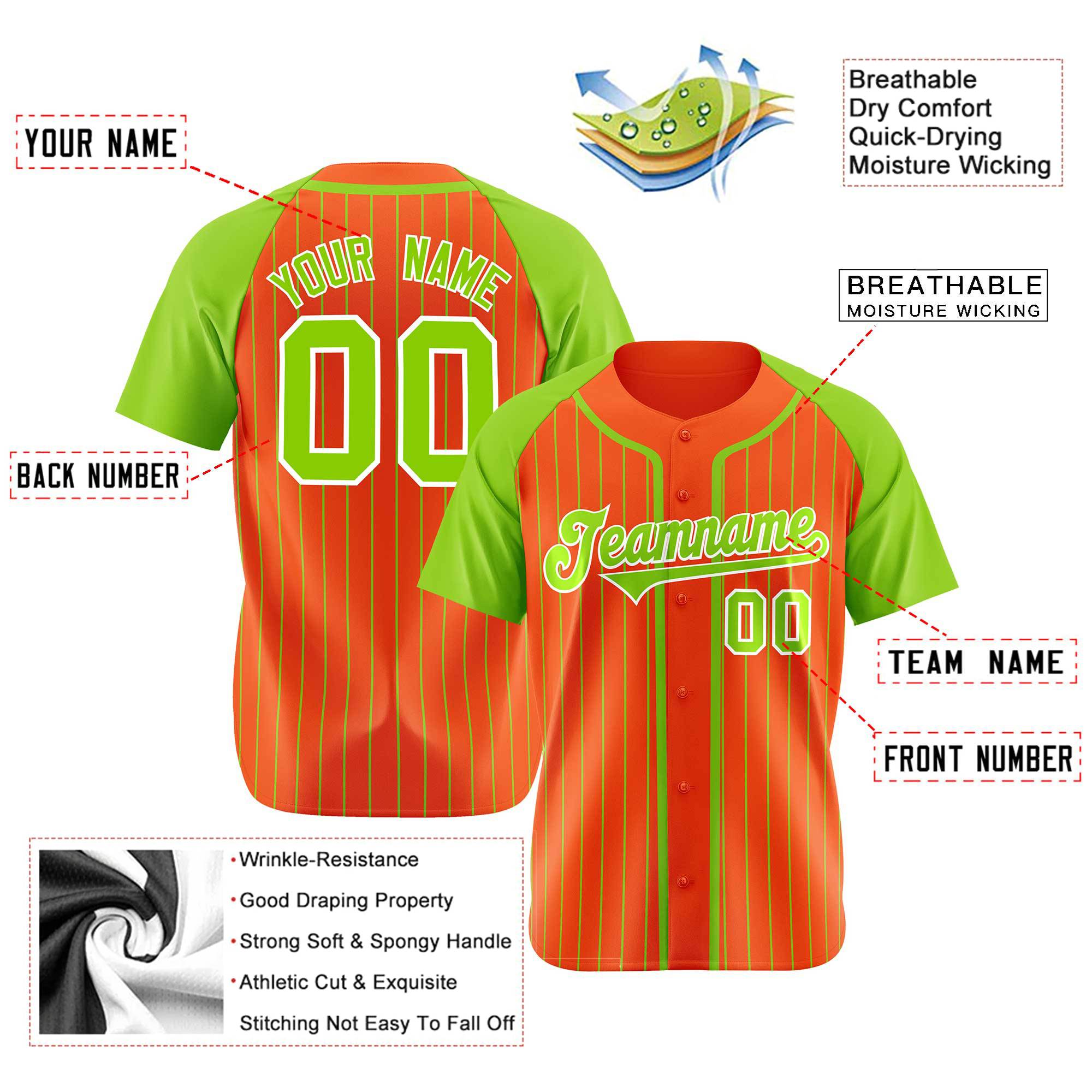 Custom Bay Orange Aqua Pinstripe Aqua-White Authentic Raglan Sleeves Baseball Jersey