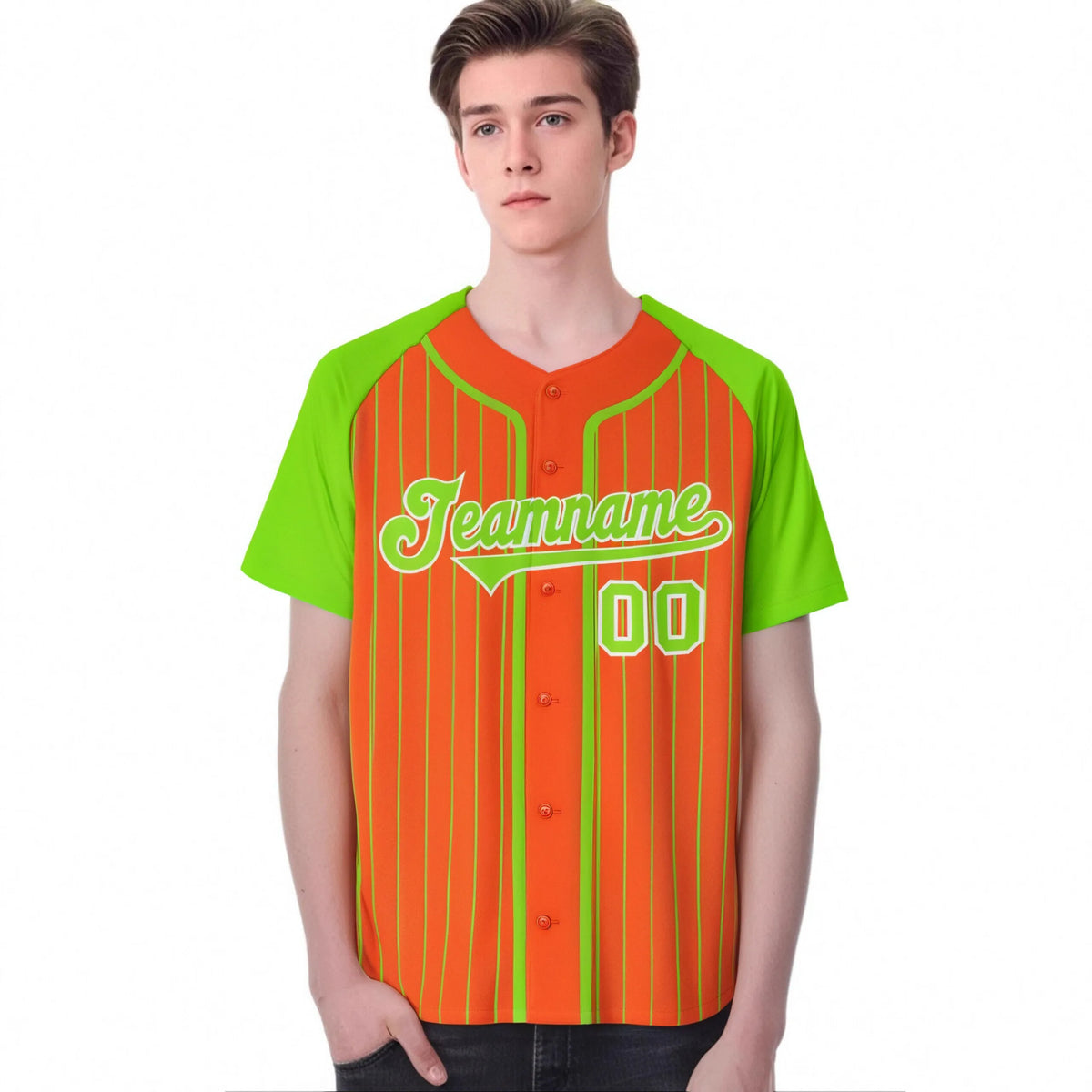 Custom Bay Orange Aqua Pinstripe Aqua-White Authentic Raglan Sleeves Baseball Jersey