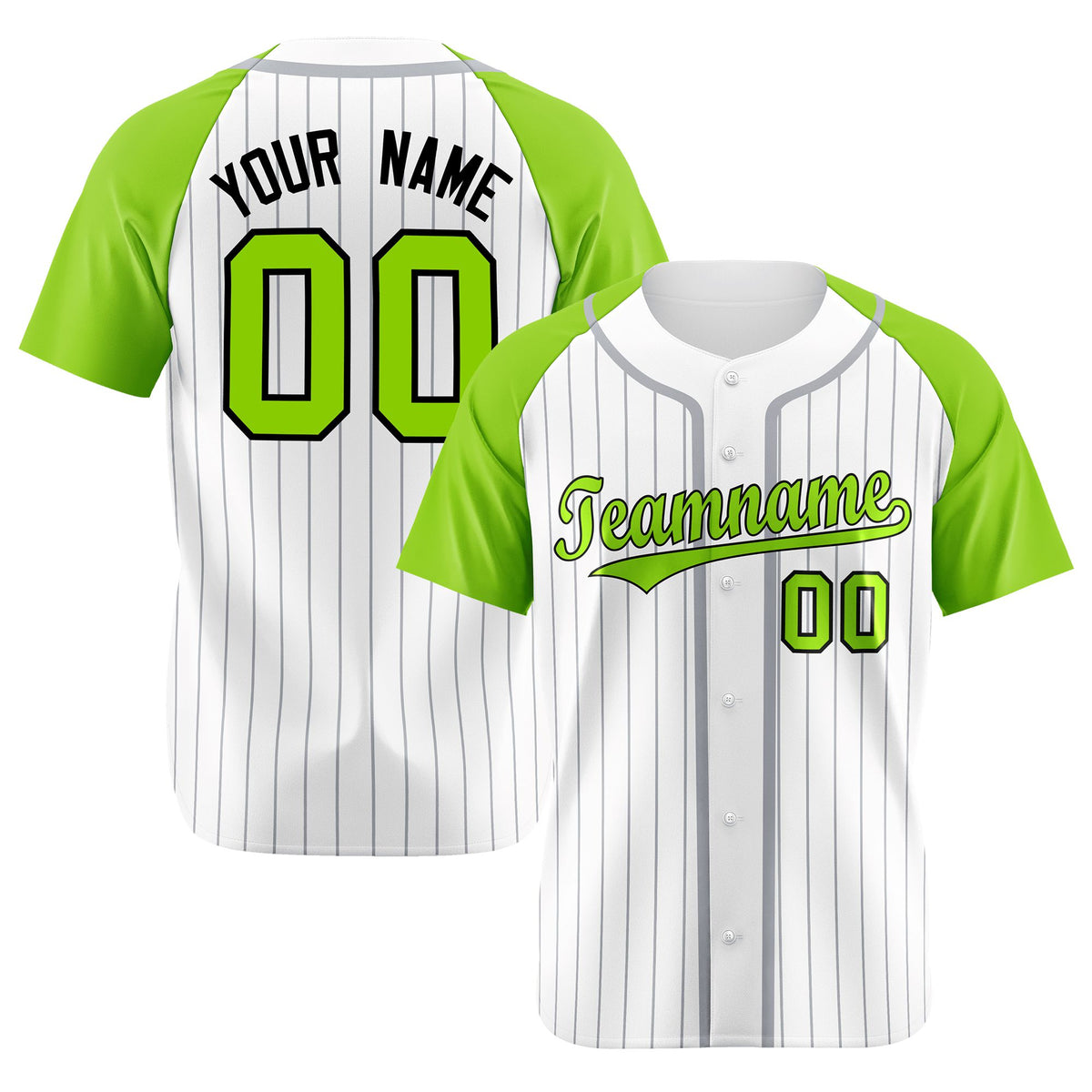 Custom White Aqua Pinstripe Black-White Authentic Raglan Sleeves Baseball Jersey