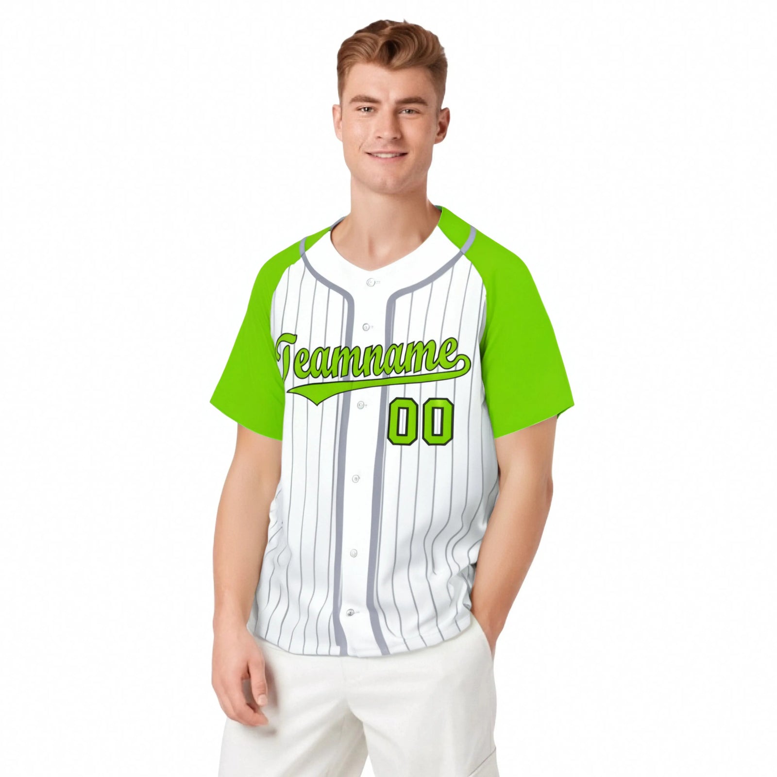 Custom White Aqua Pinstripe Black-White Authentic Raglan Sleeves Baseball Jersey