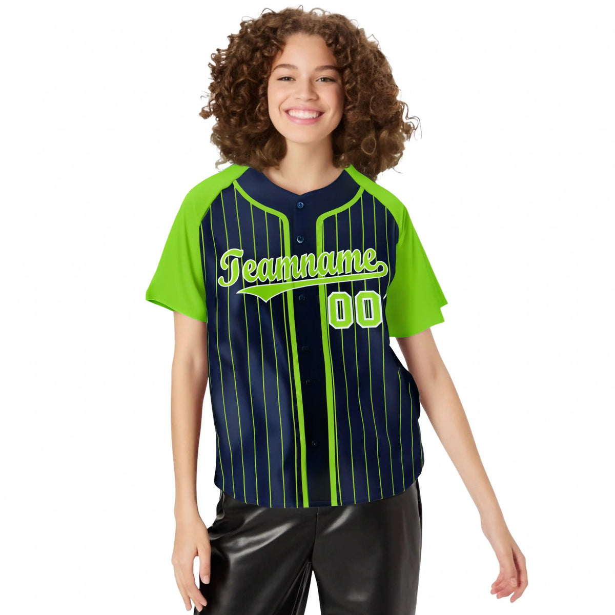 Custom Navy Aqua Pinstripe Aqua-White Authentic Raglan Sleeves Baseball Jersey