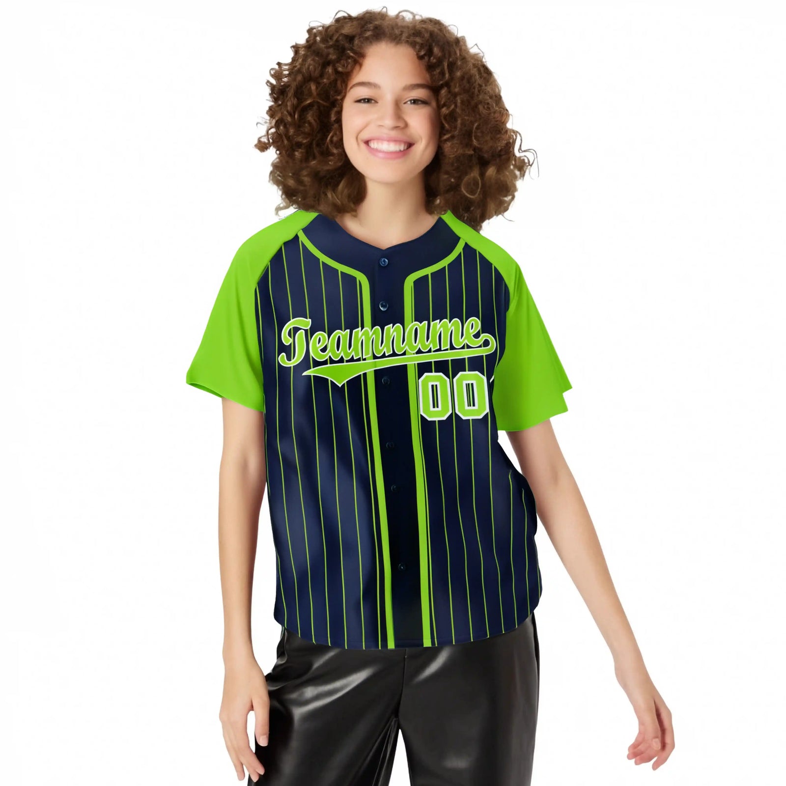 Custom Navy Aqua Pinstripe Aqua-White Authentic Raglan Sleeves Baseball Jersey
