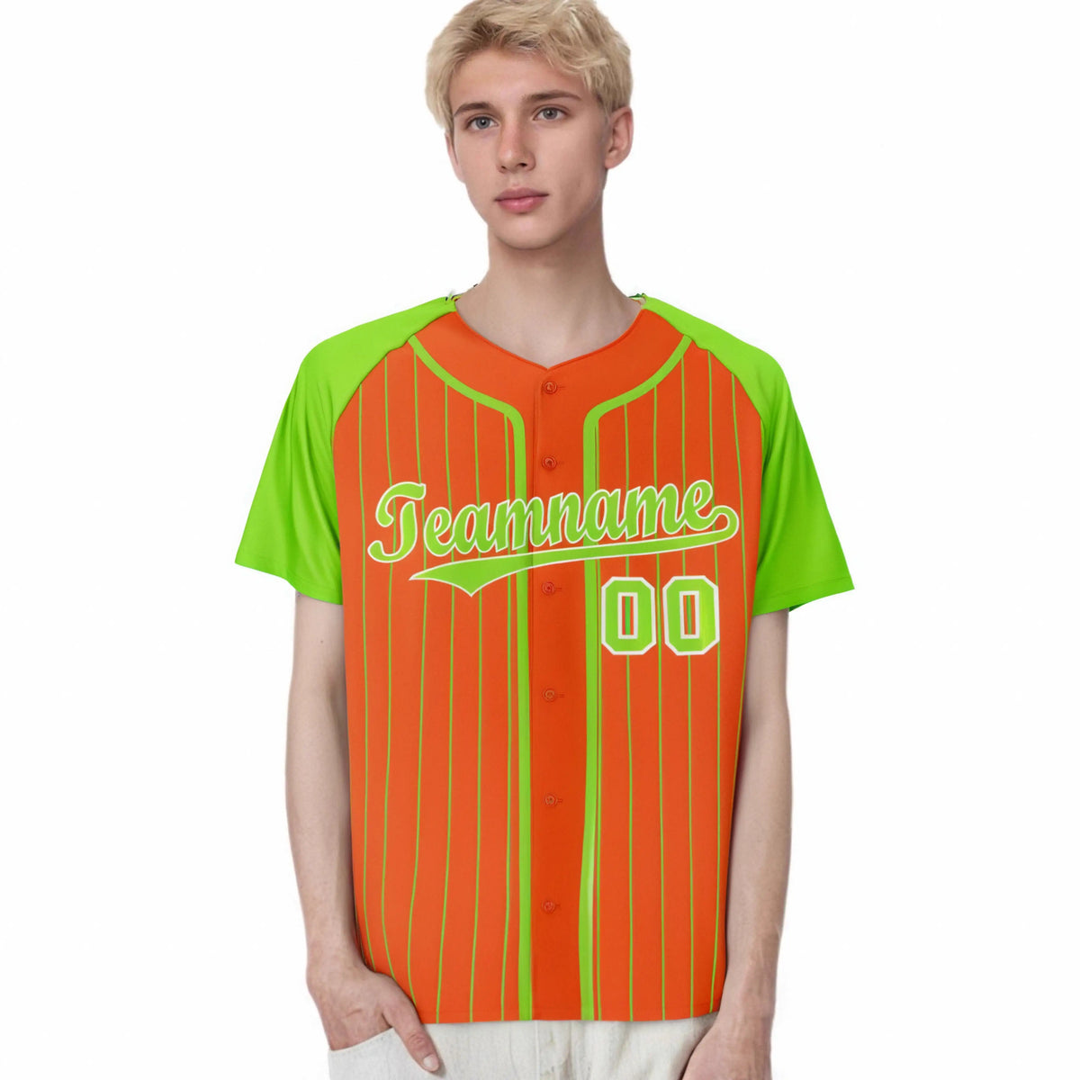 Custom Bay Orange Aqua Pinstripe Aqua-White Authentic Raglan Sleeves Baseball Jersey