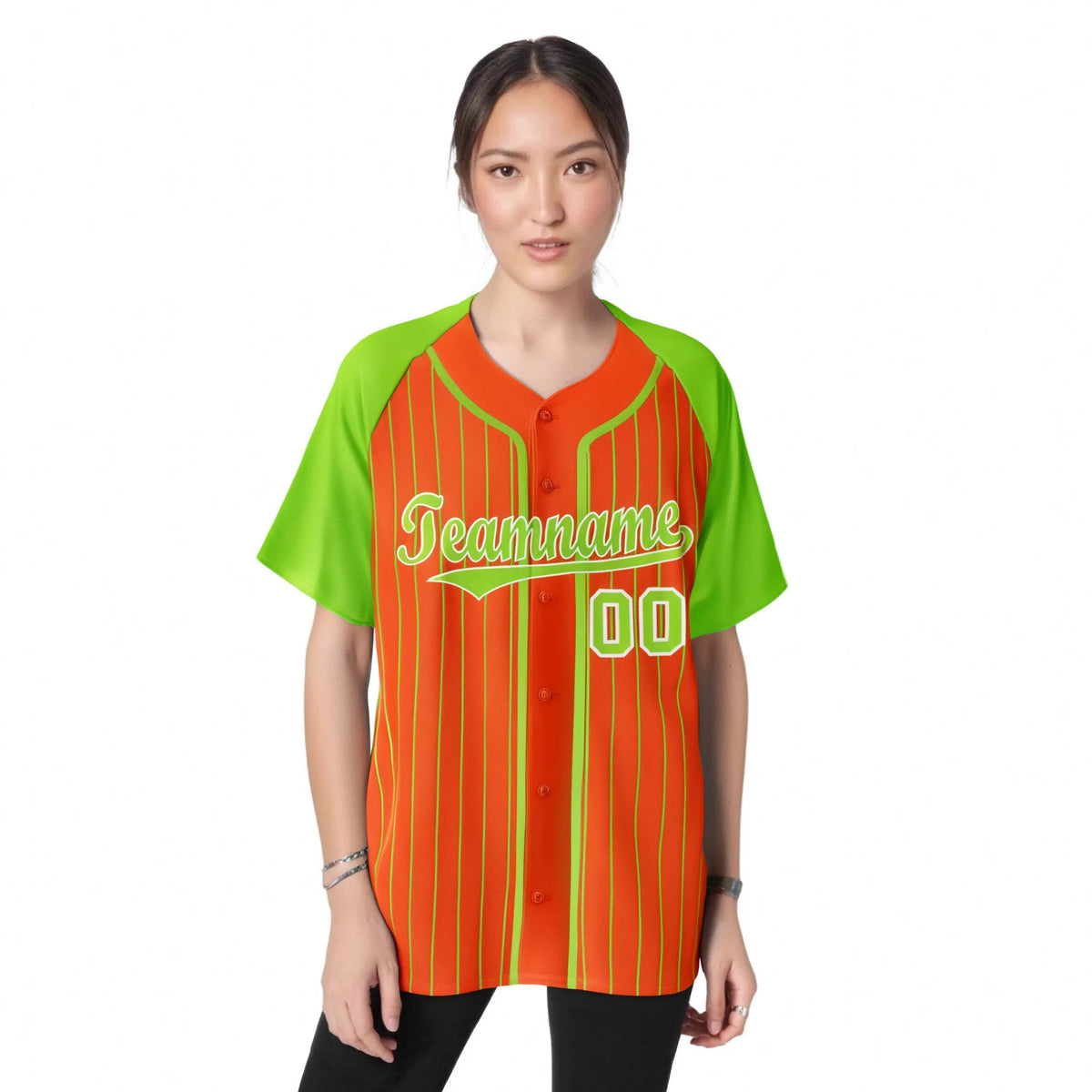 Custom Bay Orange Aqua Pinstripe Aqua-White Authentic Raglan Sleeves Baseball Jersey