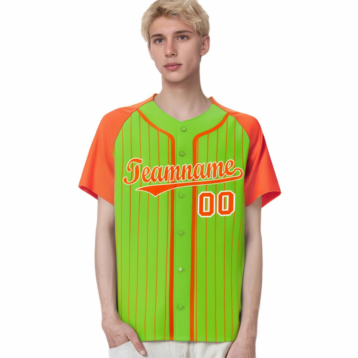 Custom Aqua Bay Orange Pinstripe Bay-Orange White Authentic Raglan Sleeves Baseball Jersey