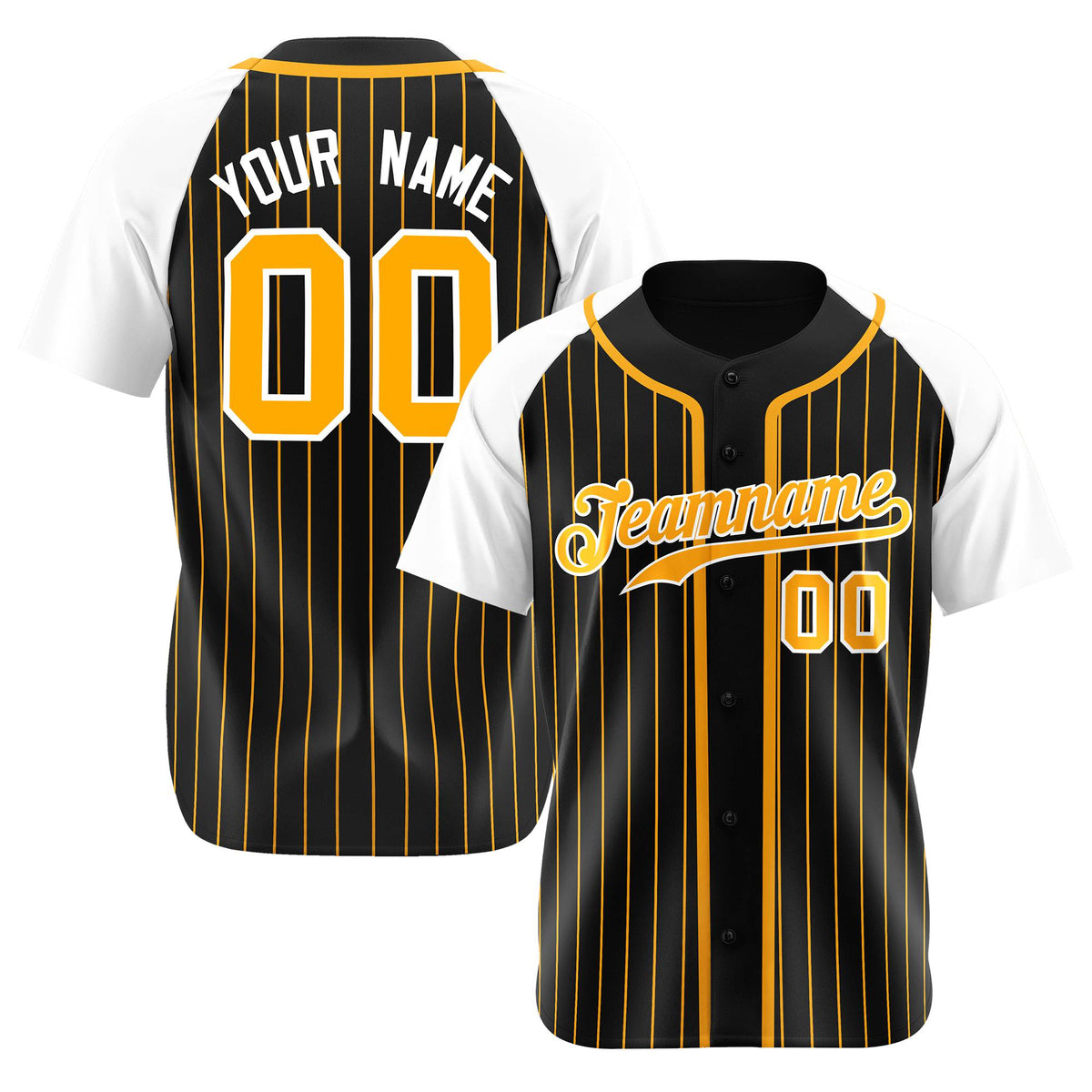 Custom Black Bay Orange Pinstripe Orange-White Authentic Raglan Sleeves Baseball Jersey