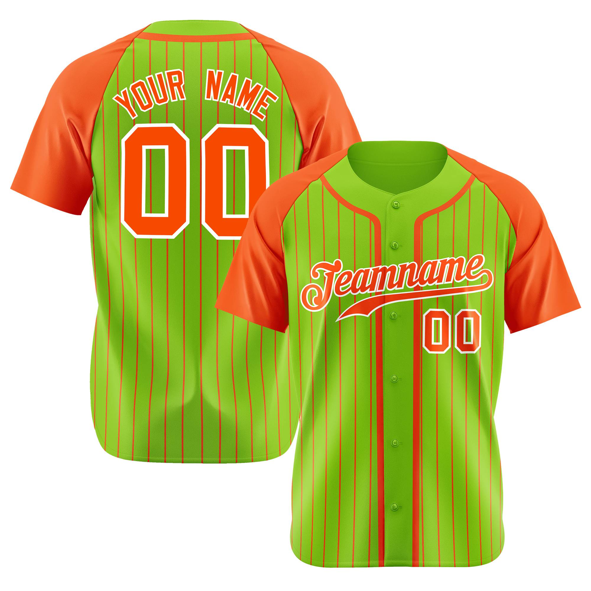 Custom Aqua Bay Orange Pinstripe Bay-Orange White Authentic Raglan Sleeves Baseball Jersey