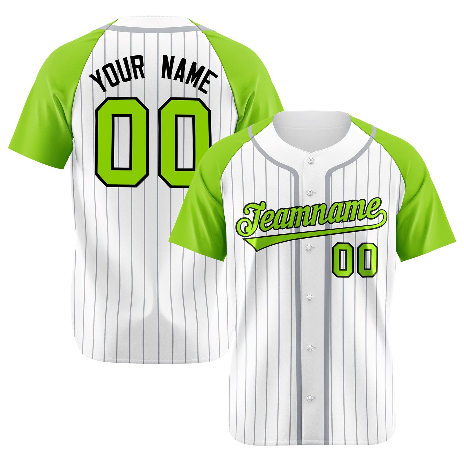 Custom White Aqua Pinstripe Black-White Authentic Raglan Sleeves Baseball Jersey