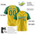 Custom Yellow Kelly Green Pinstripe Kelly Green White Authentic Raglan Sleeves Baseball Jersey