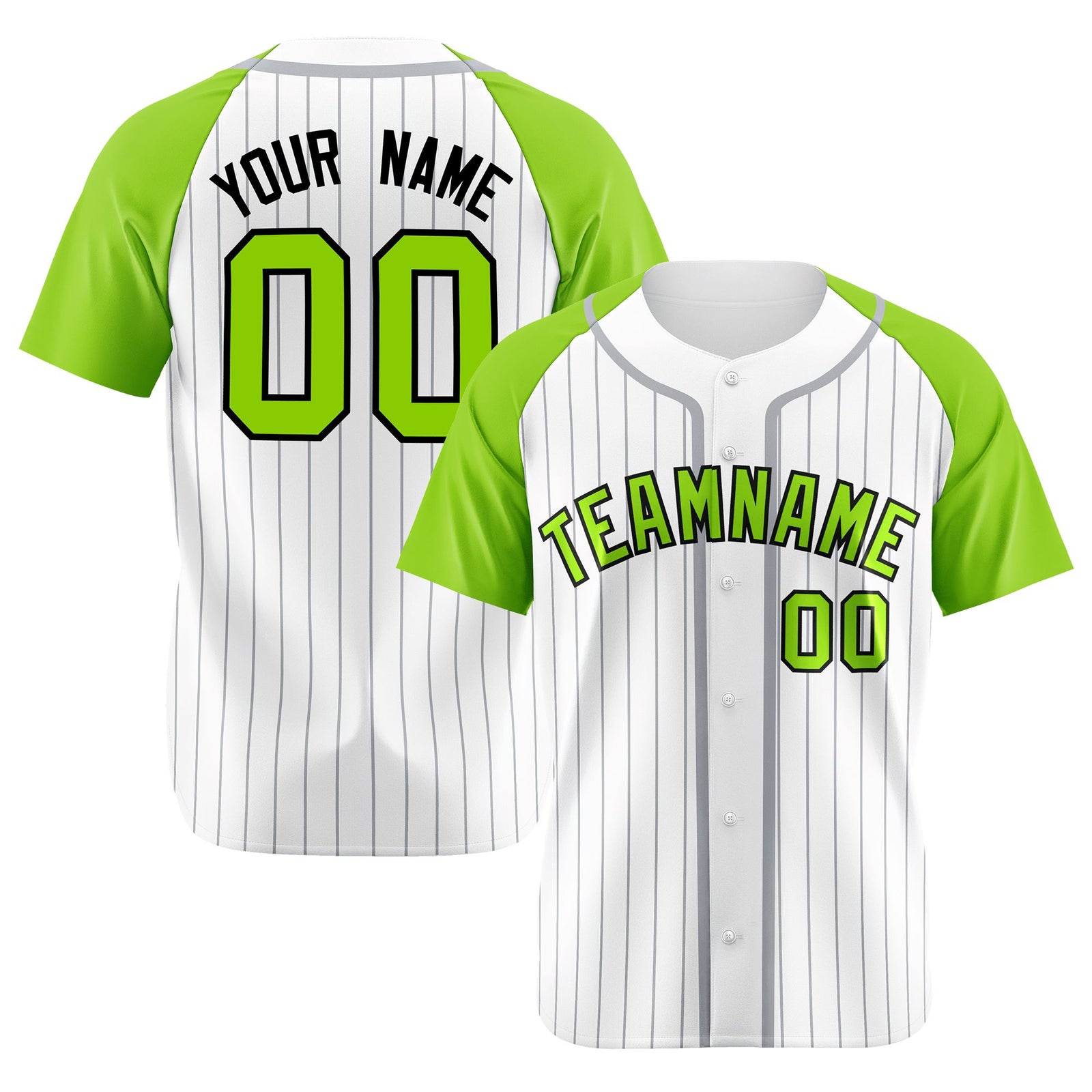 Custom White Aqua Pinstripe Black-White Authentic Raglan Sleeves Baseball Jersey
