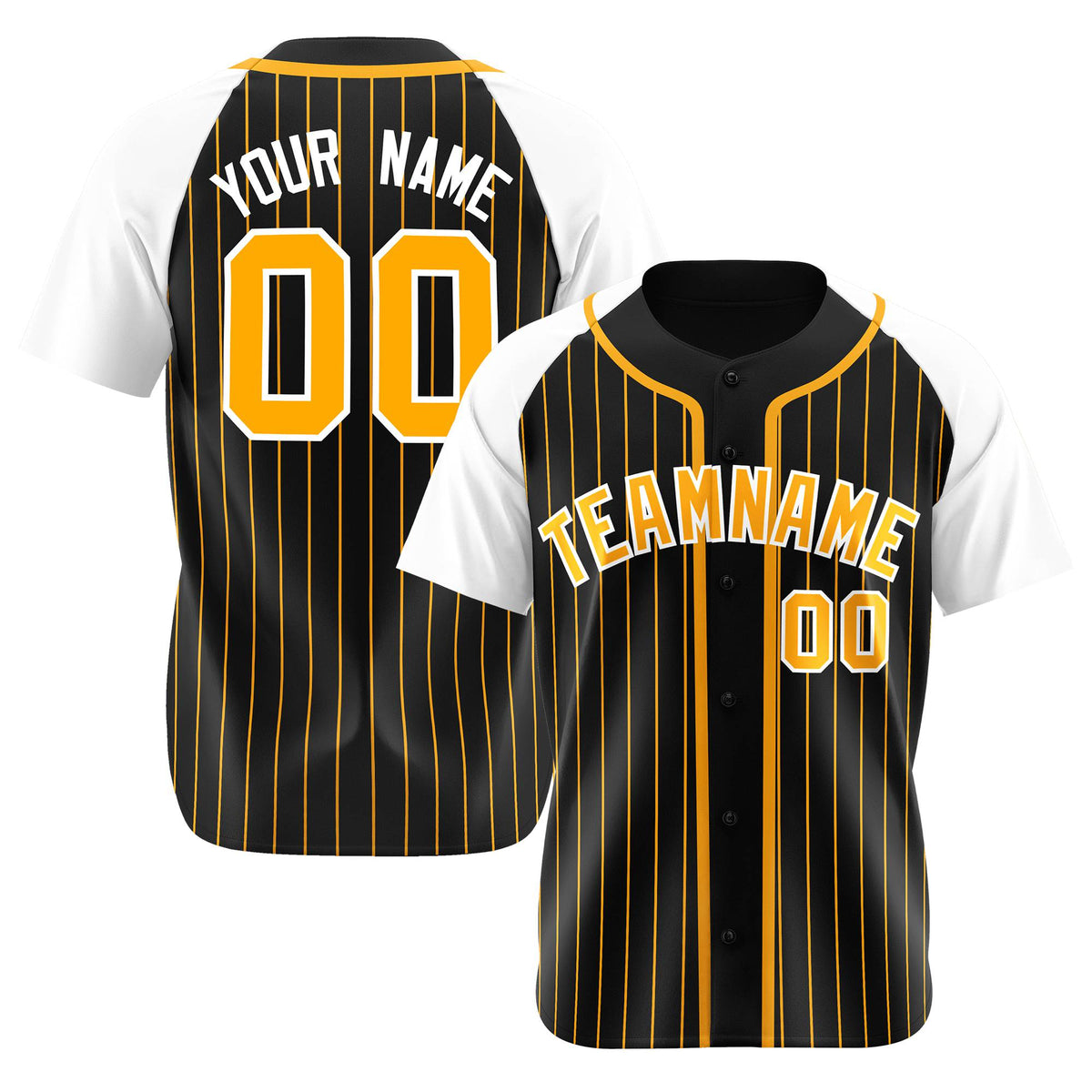 Custom Black Bay Orange Pinstripe Orange-White Authentic Raglan Sleeves Baseball Jersey