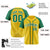 Custom Yellow Kelly Green Pinstripe Kelly Green White Authentic Raglan Sleeves Baseball Jersey