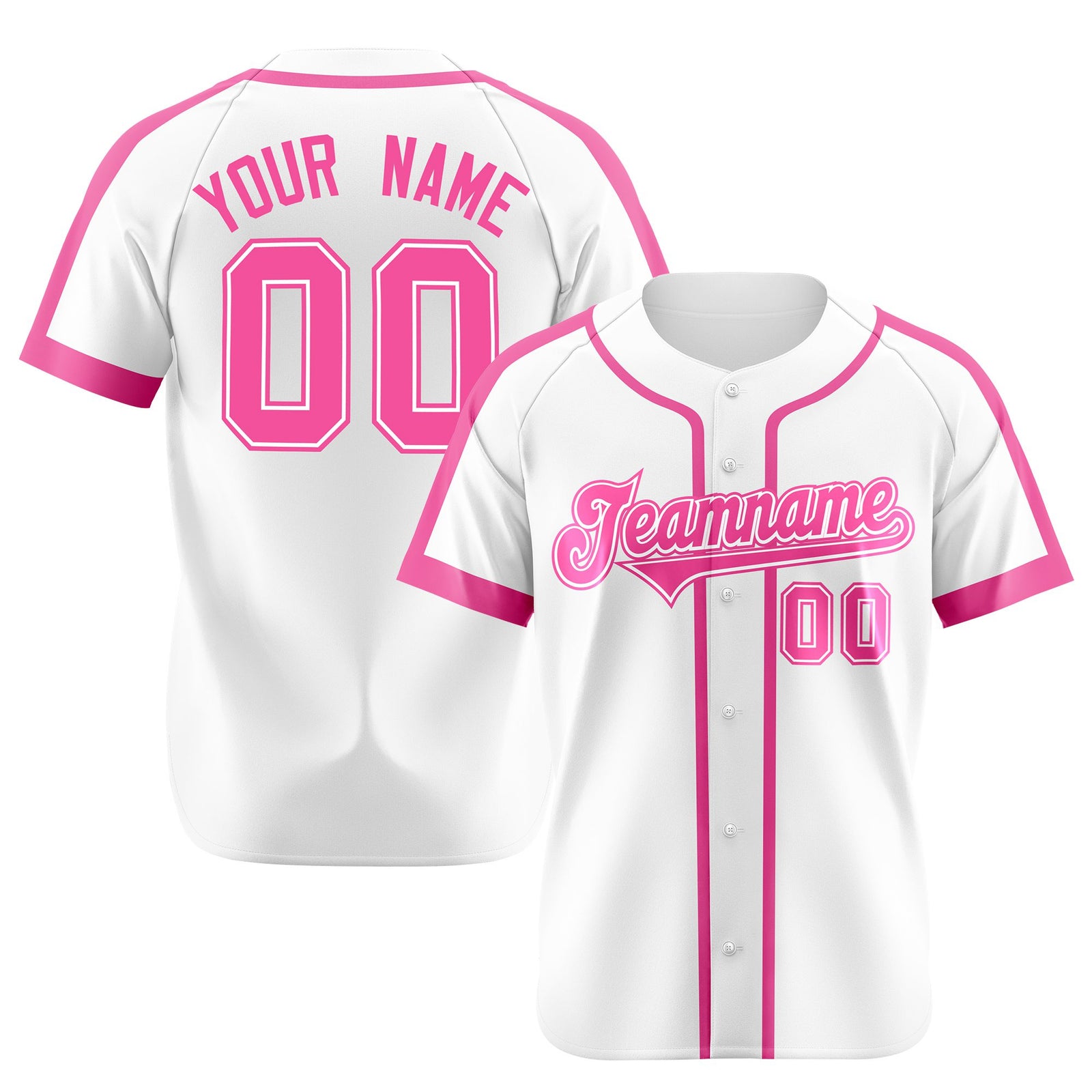 Custom White Pink Baseball Jersey Personalized For Adults Youth