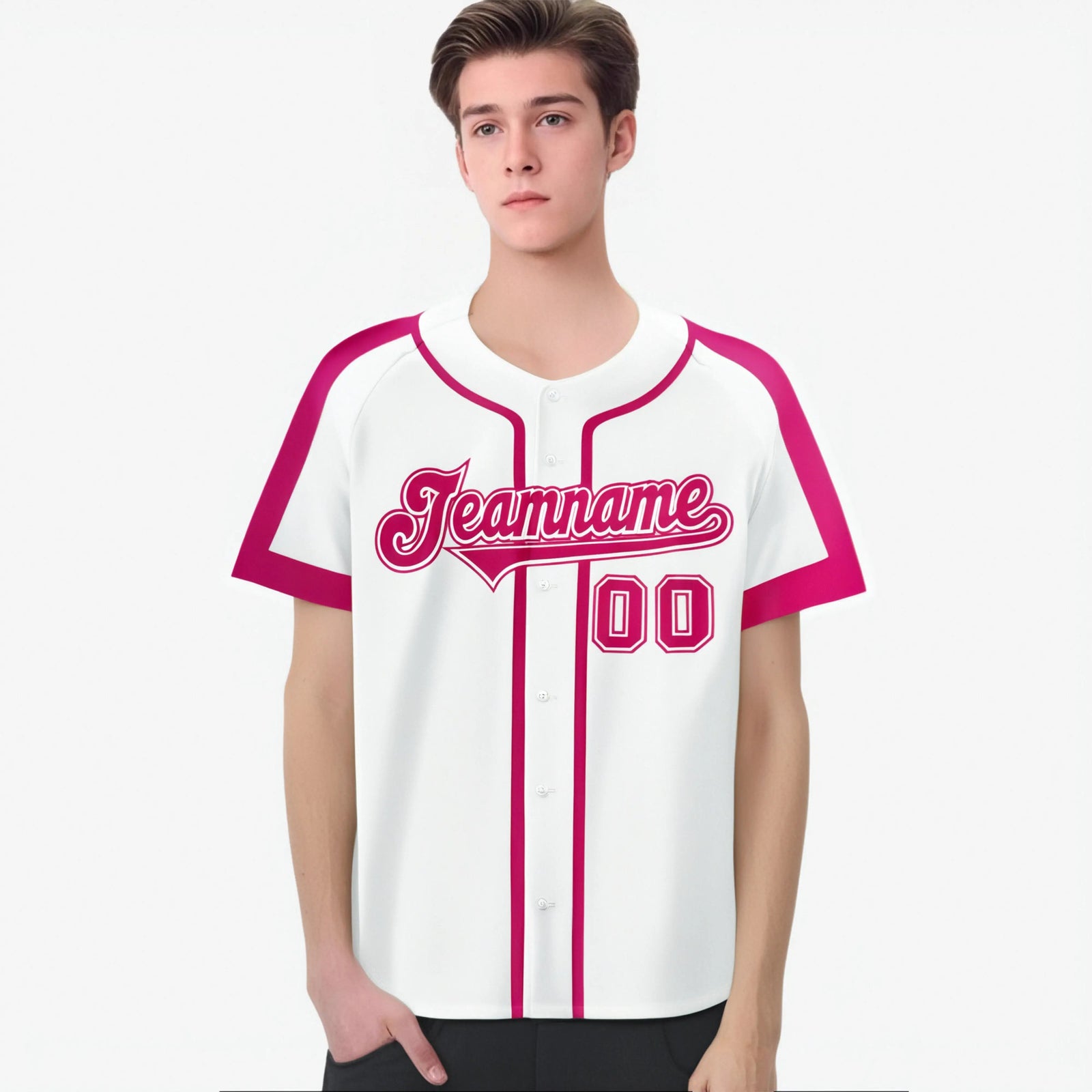 Custom White Pink Baseball Jersey Personalized For Adults Youth