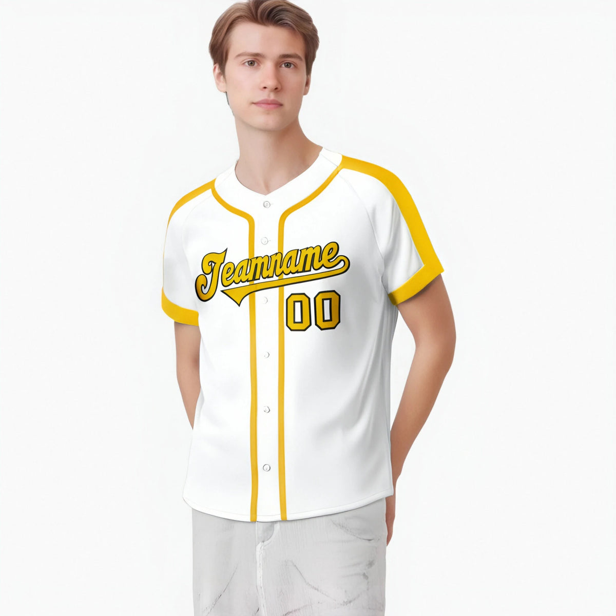 Custom White Gold Black Baseball Jersey Personalized For Adults Youth