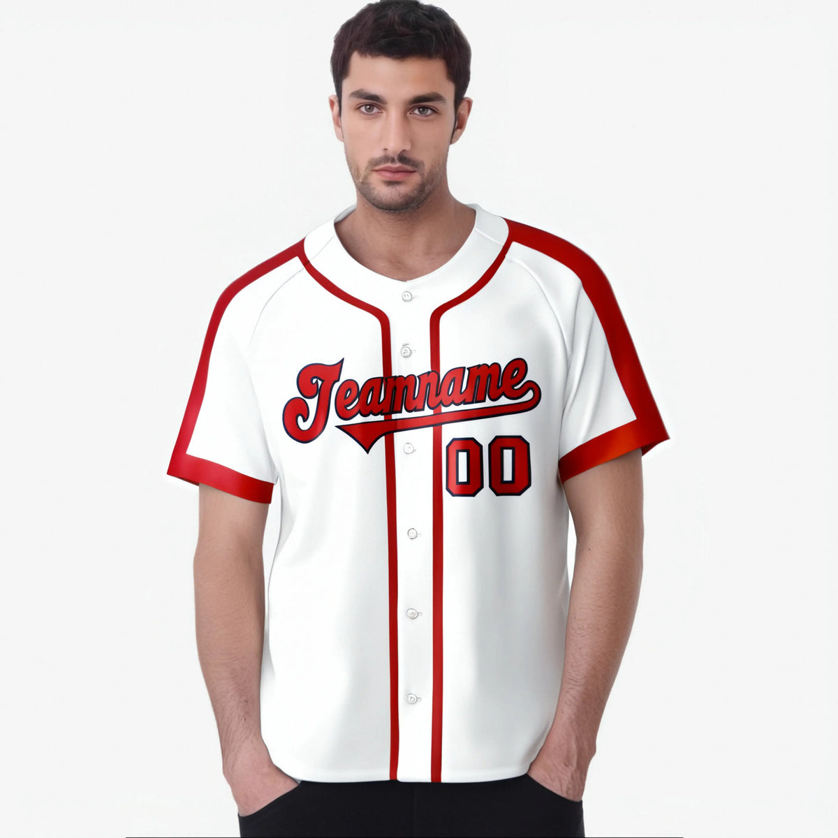 Custom White Red Black Baseball Jersey Personalized For Adults Youth