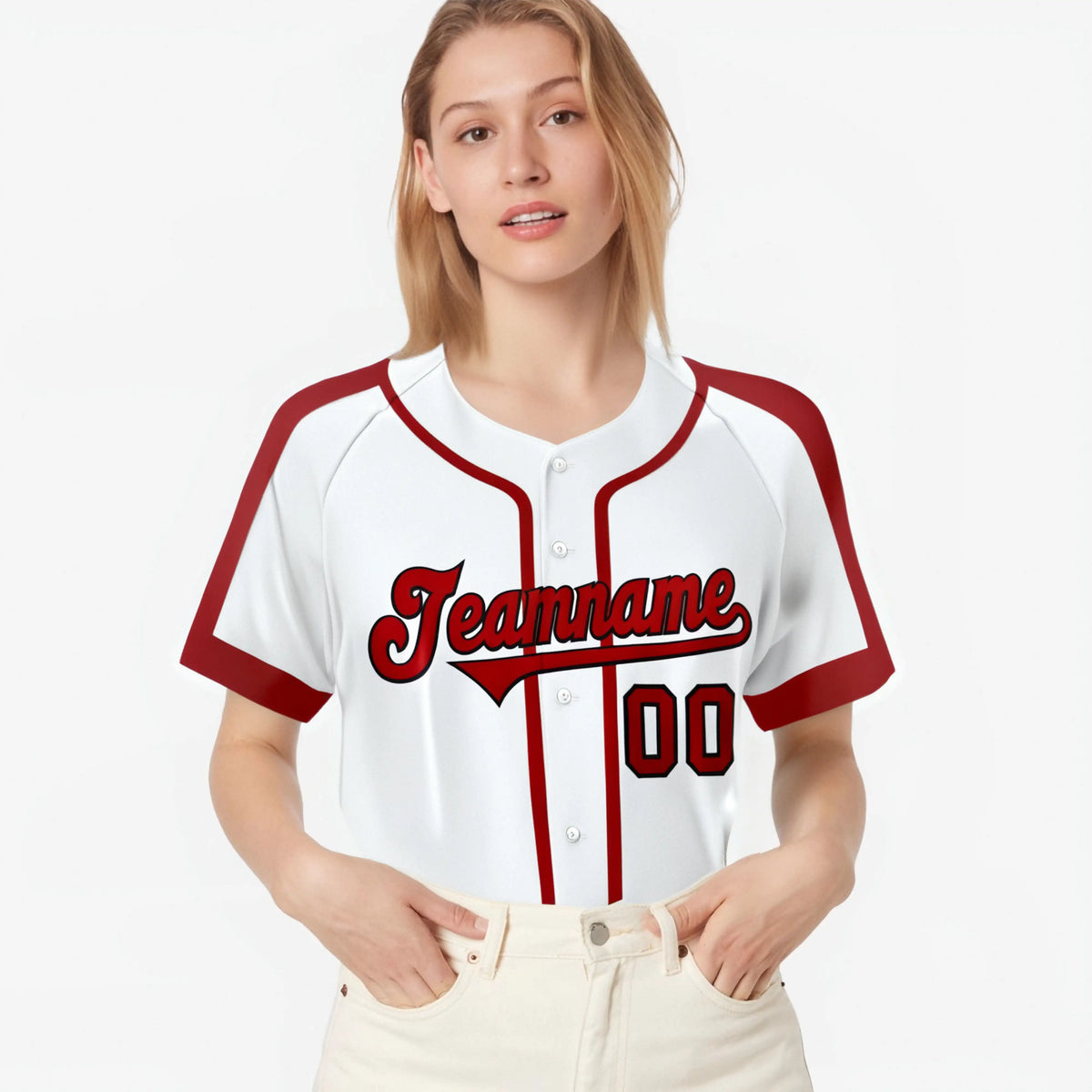 Custom White Red Black Baseball Jersey Personalized For Adults Youth
