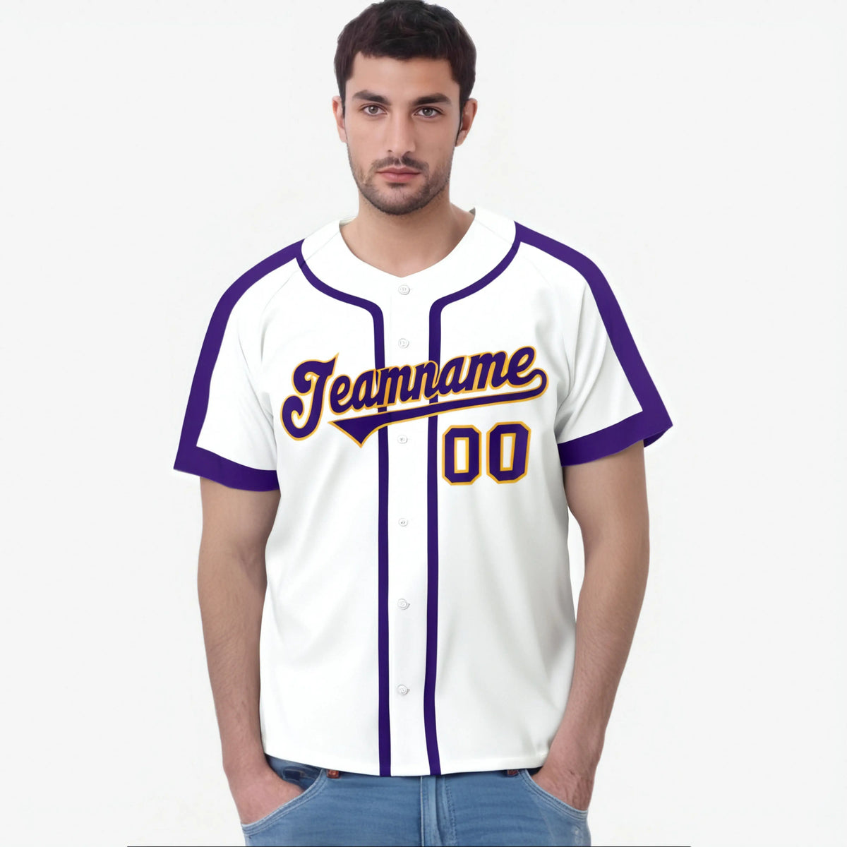 Custom White Purple Baseball Jersey Personalized For Adults Youth
