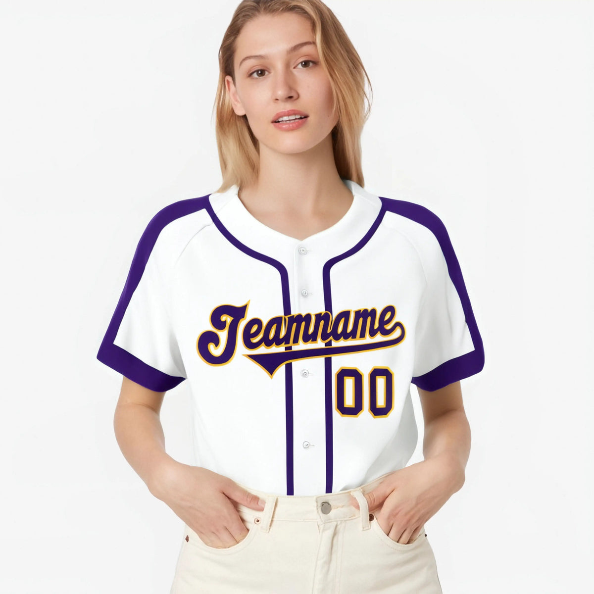 Custom White Purple Baseball Jersey Personalized For Adults Youth