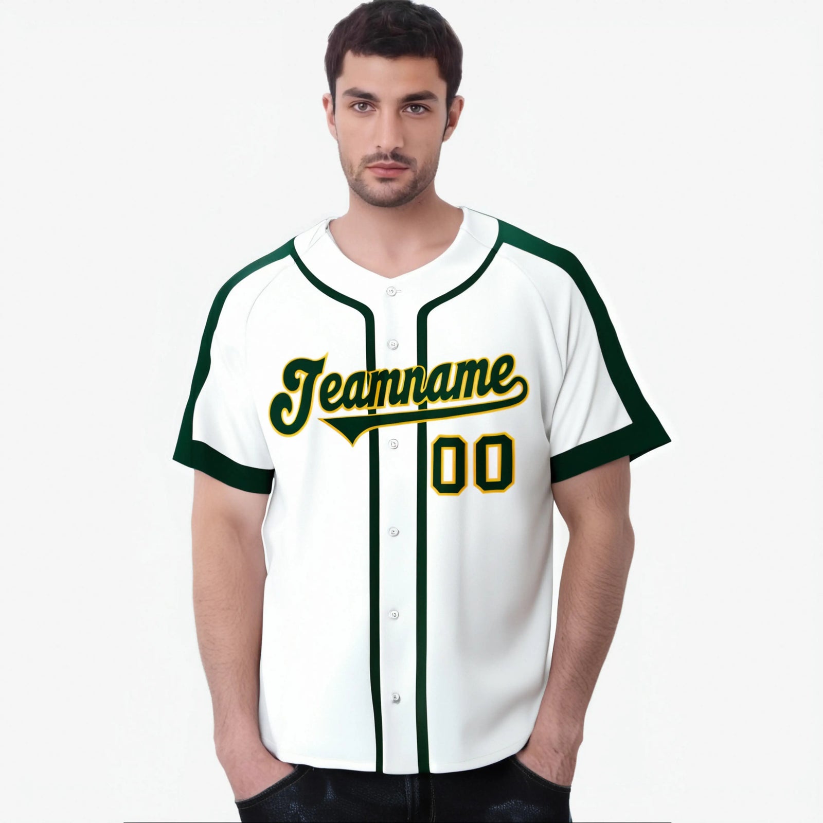 Custom White Green Baseball Jersey Personalized For Adults Youth