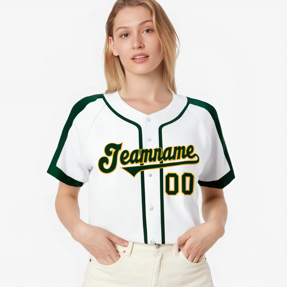 Custom White Green Baseball Jersey Personalized For Adults Youth