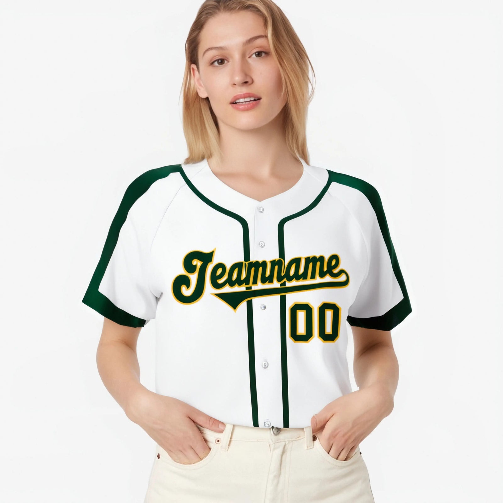 Custom White Green Baseball Jersey Personalized For Adults Youth