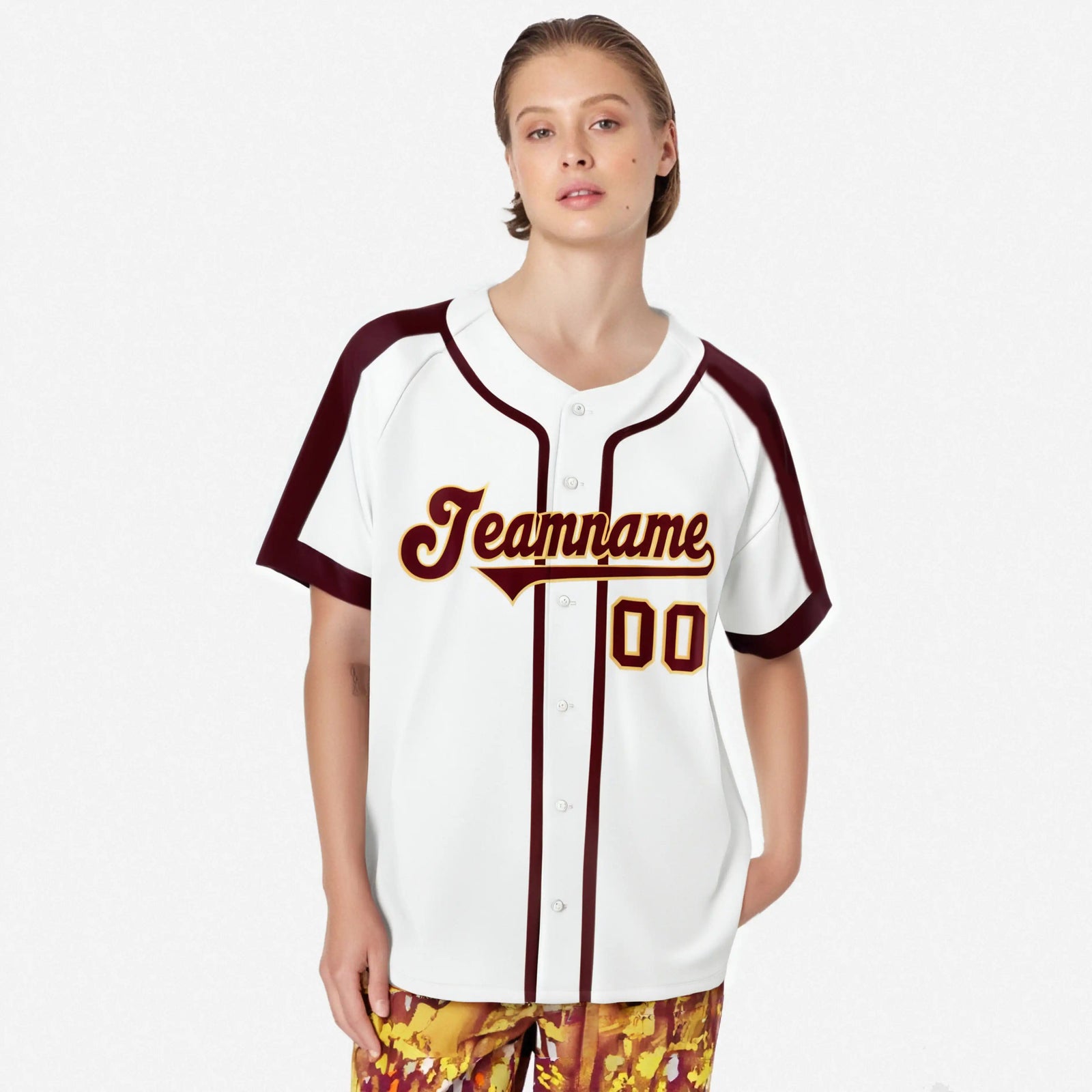 Custom White Crimson Gold Black Baseball Jersey Personalized For Adults Youth