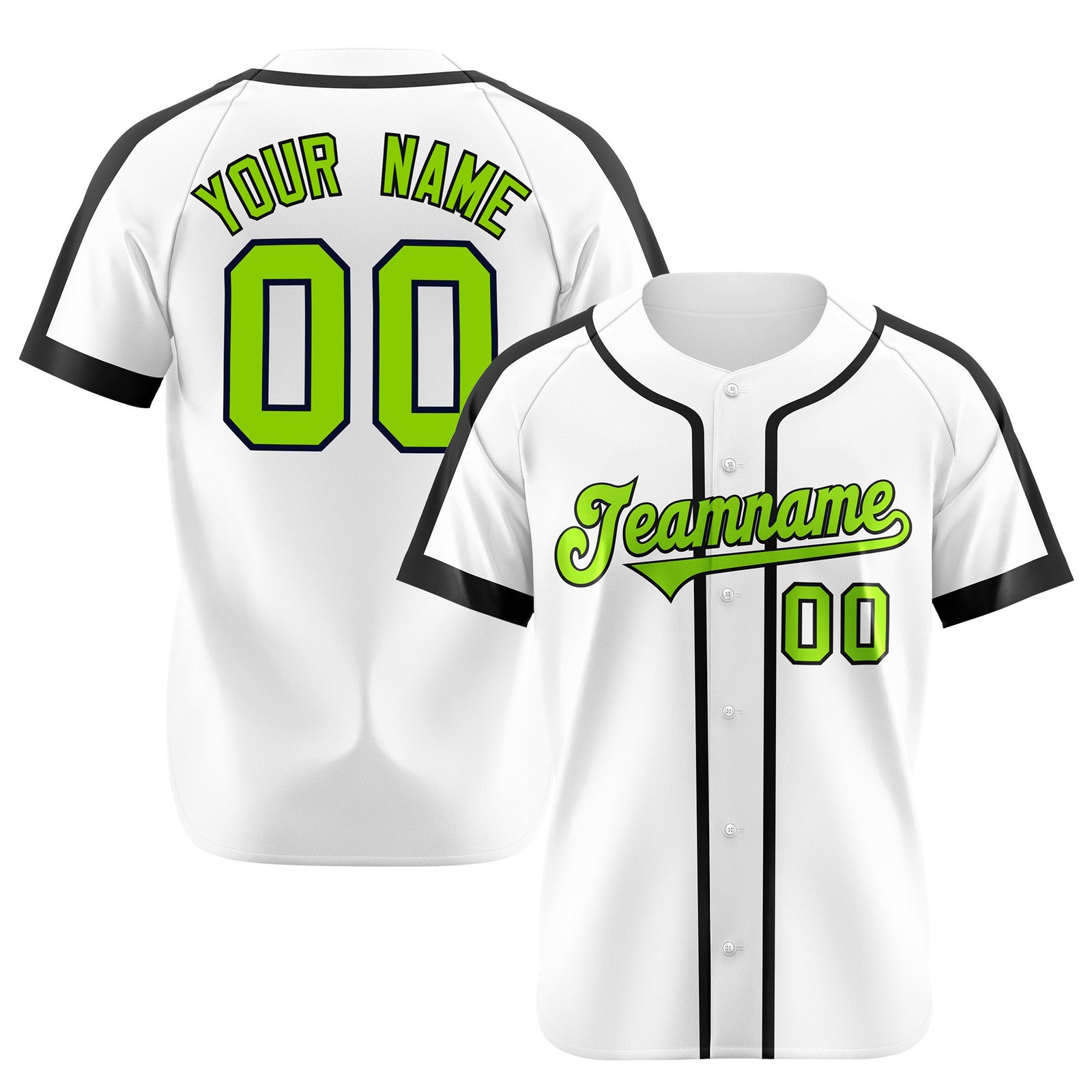 Custom White Green Black Baseball Jersey Personalized For Adults Youth