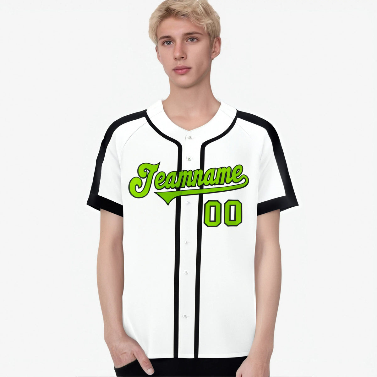 Custom White Green Black Baseball Jersey Personalized For Adults Youth